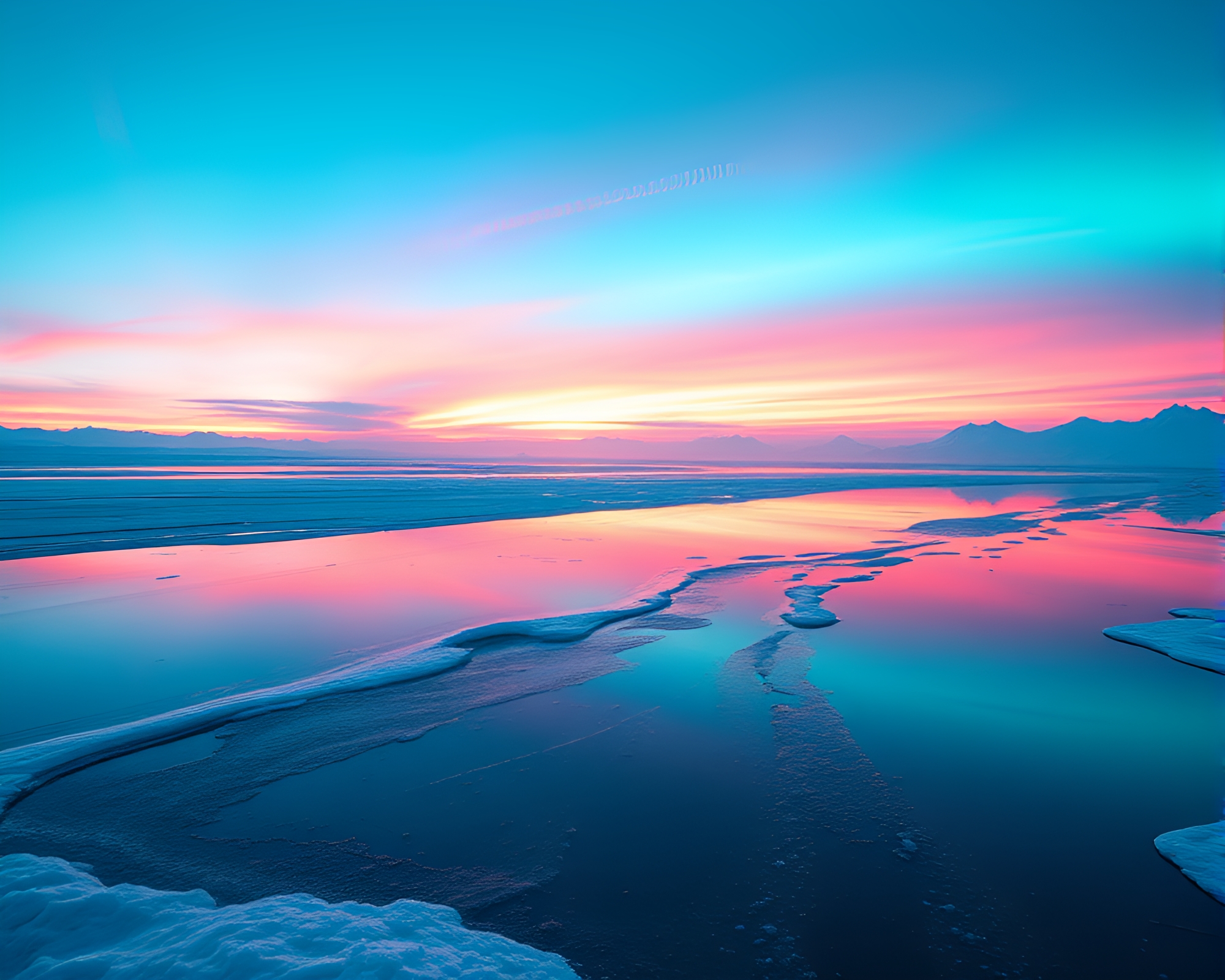 Rainbow Refraction Synthwave Arctic Blue Contouring Art – free AI stock image