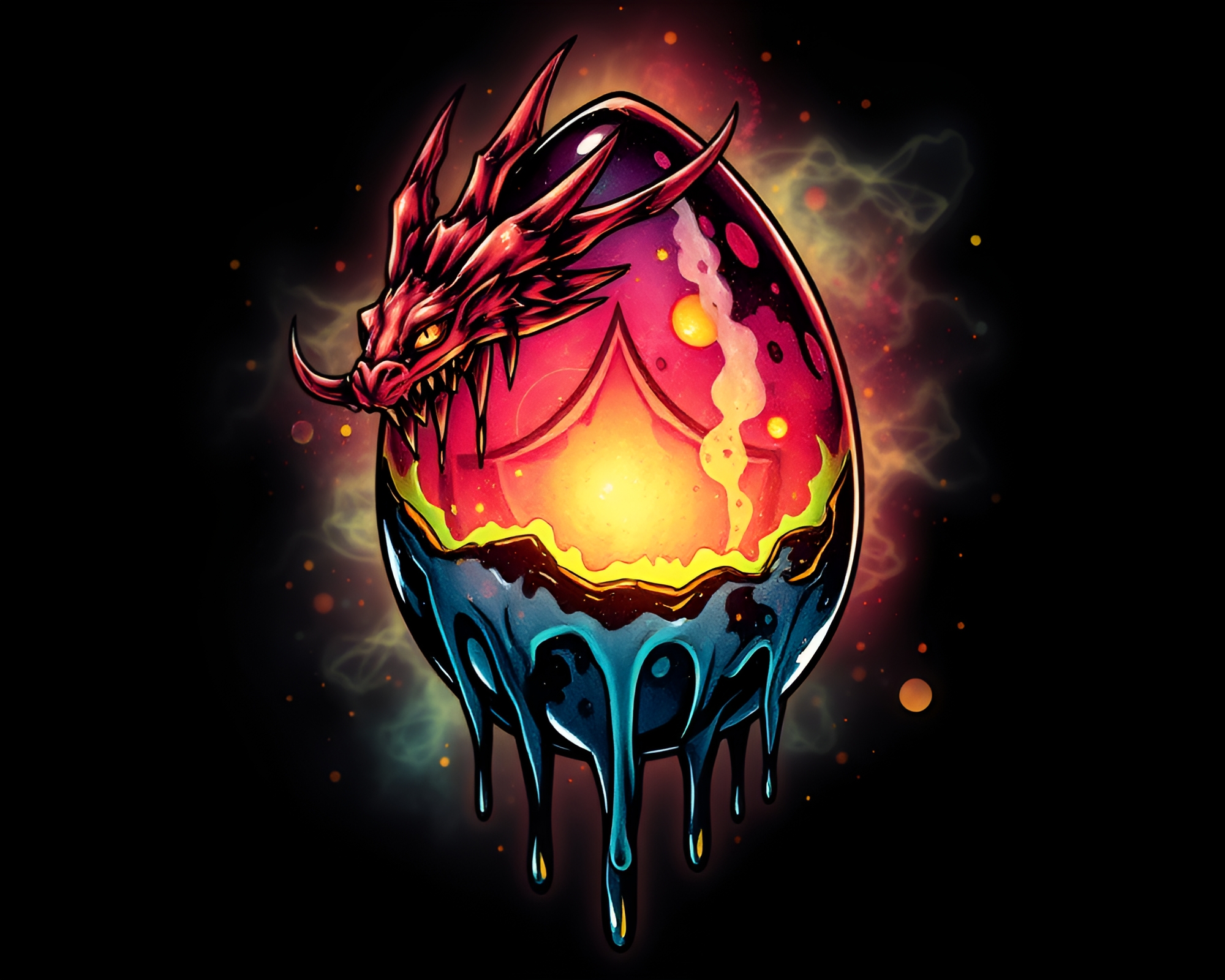 Dragon Egg Graffiti Sorcery Glow Art – free AI stock image