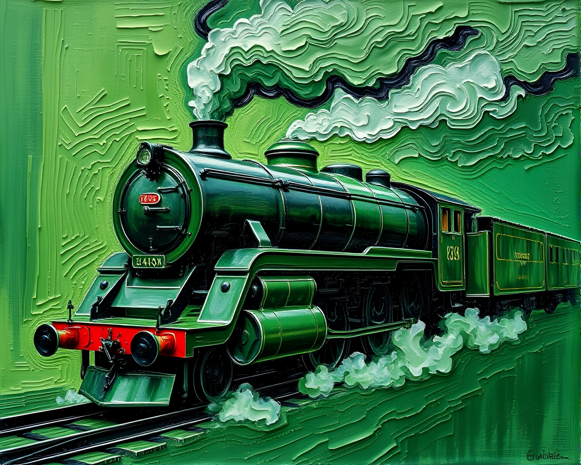 Steam Locomotive Journey Through Emerald Forest – free AI stock image