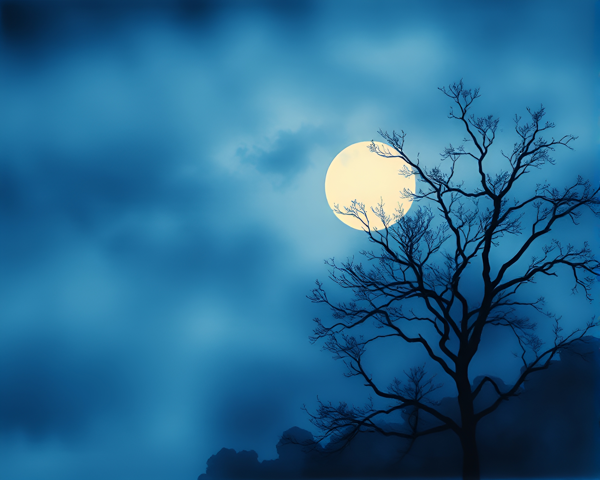 Twilight Blue Silk Kimono Ink Wash Composition – free AI stock image