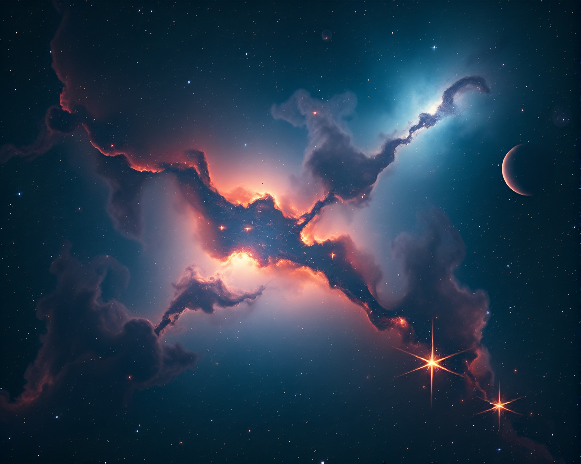 Nebula Pastel Planetarium, Wide-Angle Celestial Shot – free AI stock image