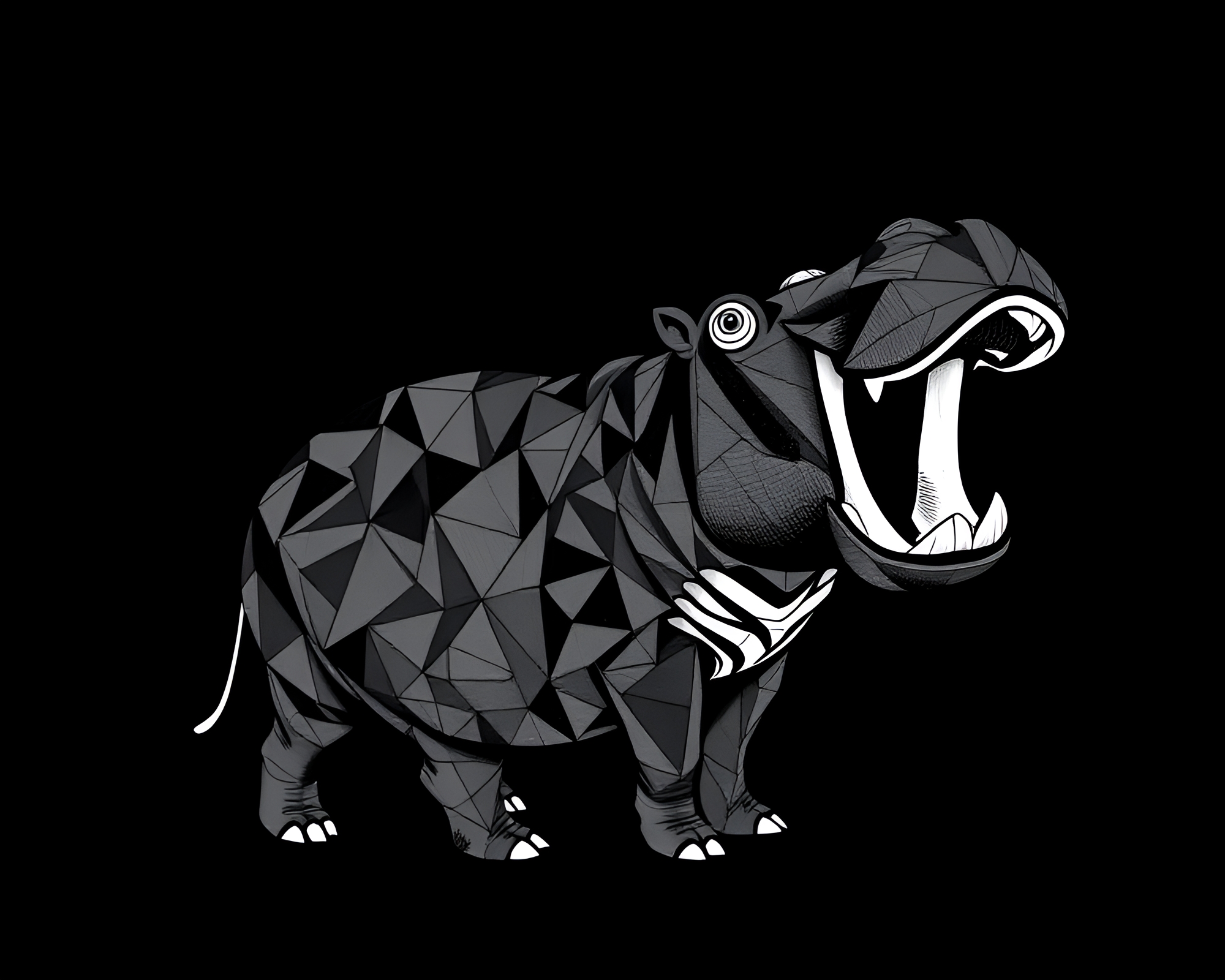 Hippopotamus Geometry: Desolate Patterns – free AI stock image