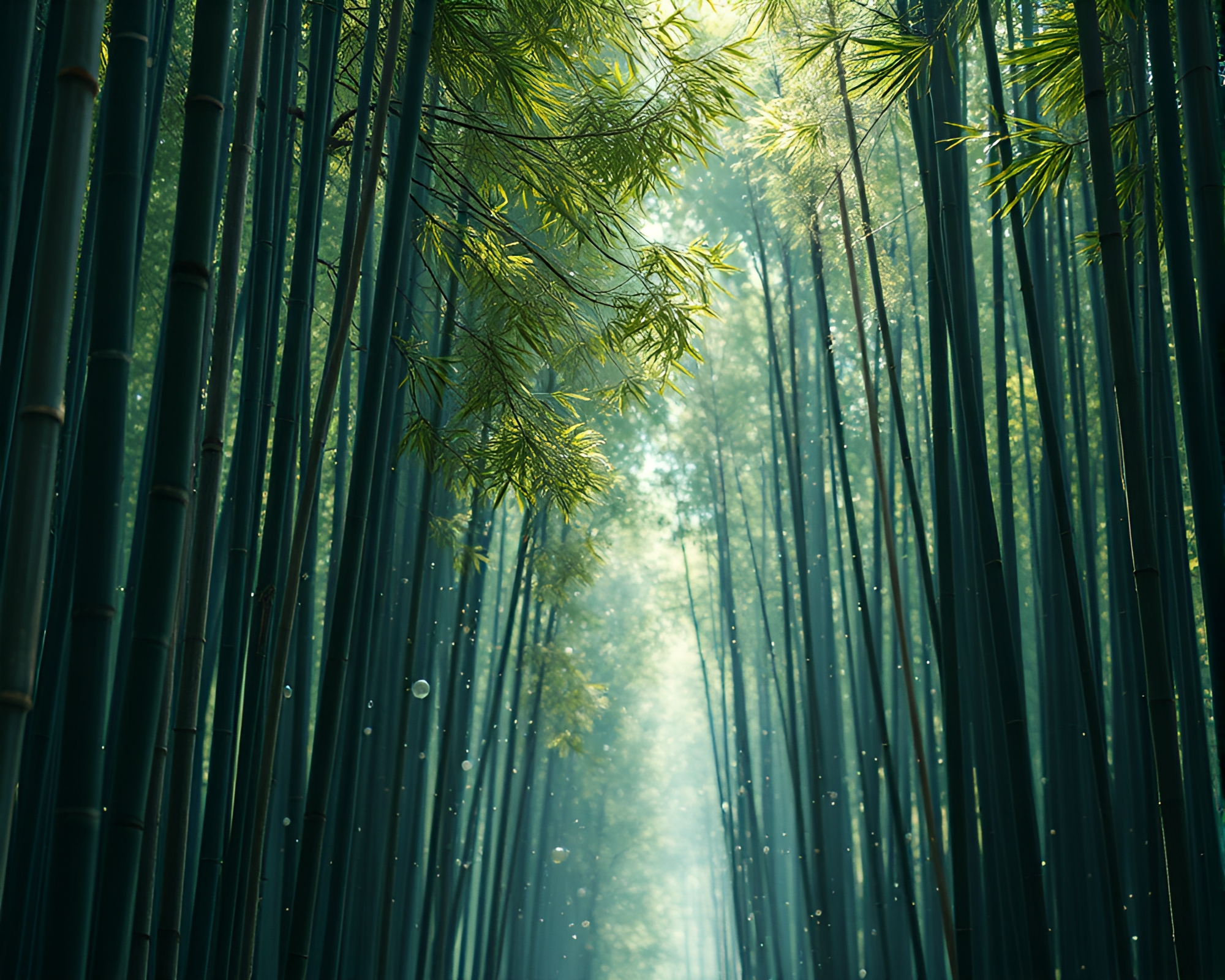 Bamboo Grove: Floating Earth Particles in Subsurface Scattering – free AI stock image