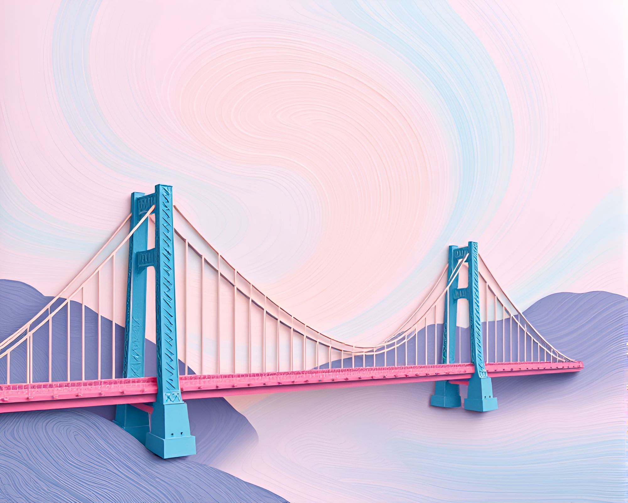 Fingerprint Swirl Suspension Bridge Voxel Art – free AI stock image