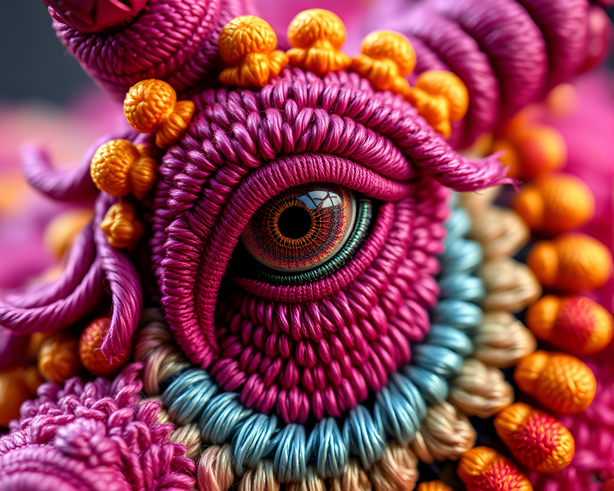 Stereoscopic 3D Embroidered Satyr in Hyper-Saturated Glory – free AI stock image