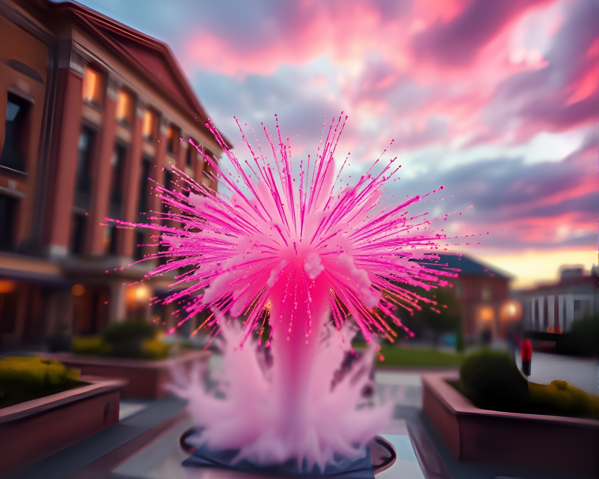 Explosion Cloud Statue in Majestic Magenta Punch Light – free AI stock image