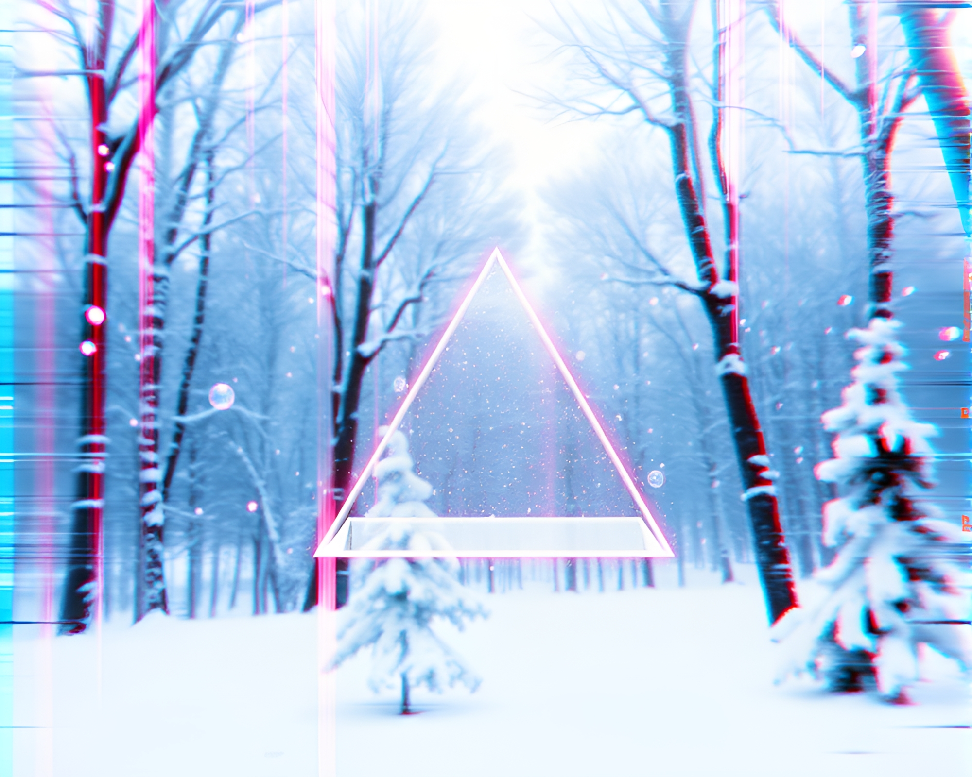 Frozen Prism Refraction in Glitchy Winter Wonderland – free AI stock image