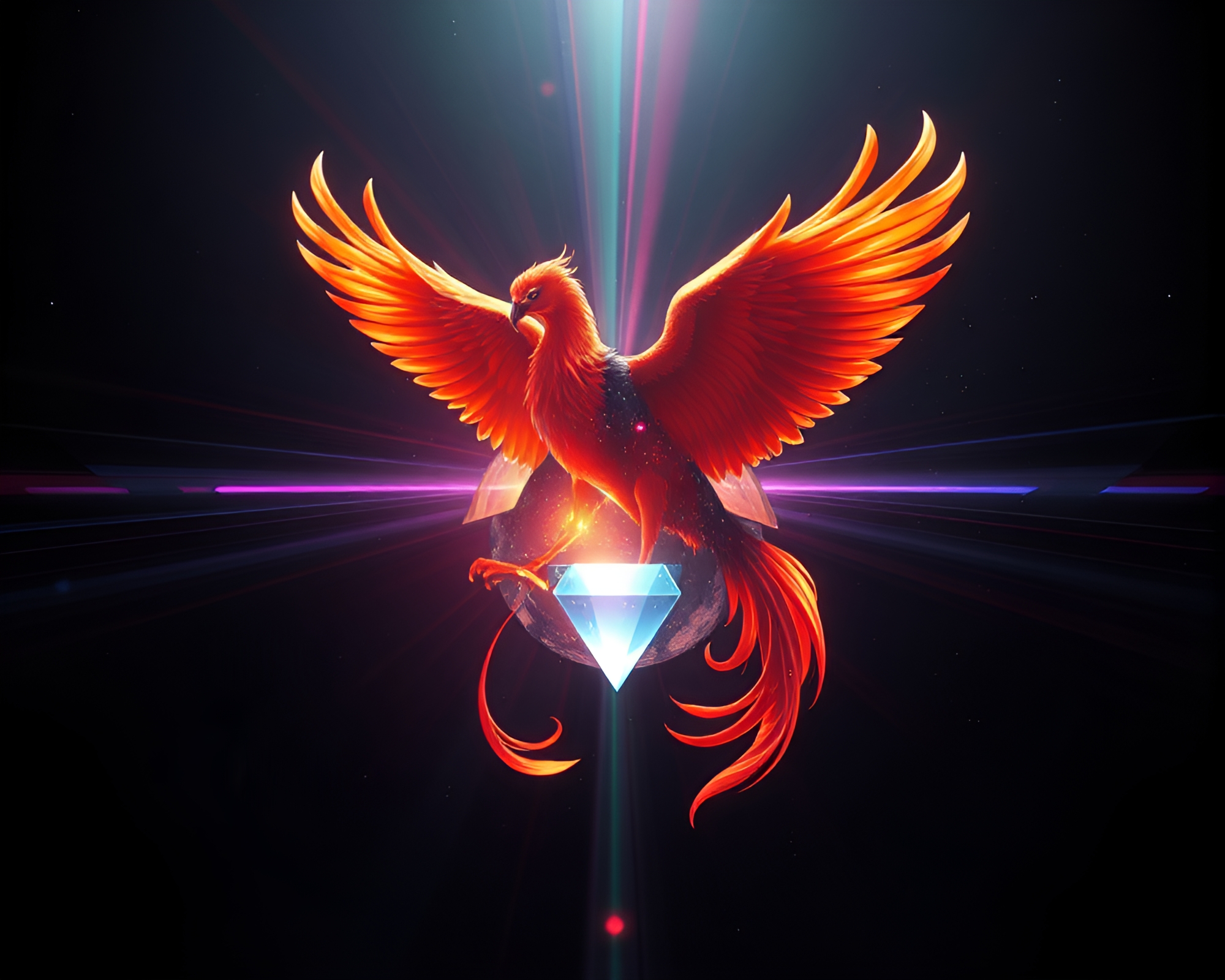 Phoenix Prism Refraction in Real-Time Ray Tracing – free AI stock image