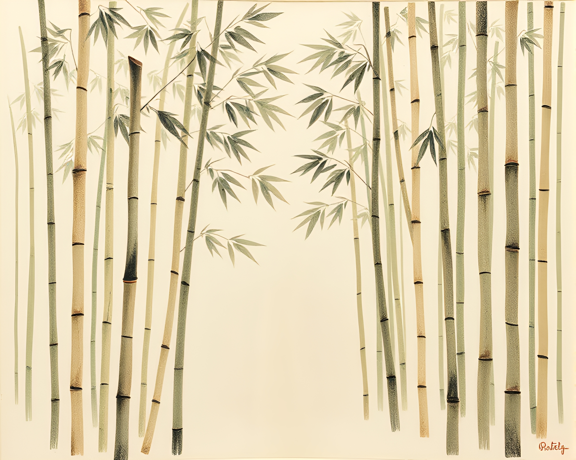 Serene Bamboo Grove: Sgraffito Art in Crystal Clarity – free AI stock image