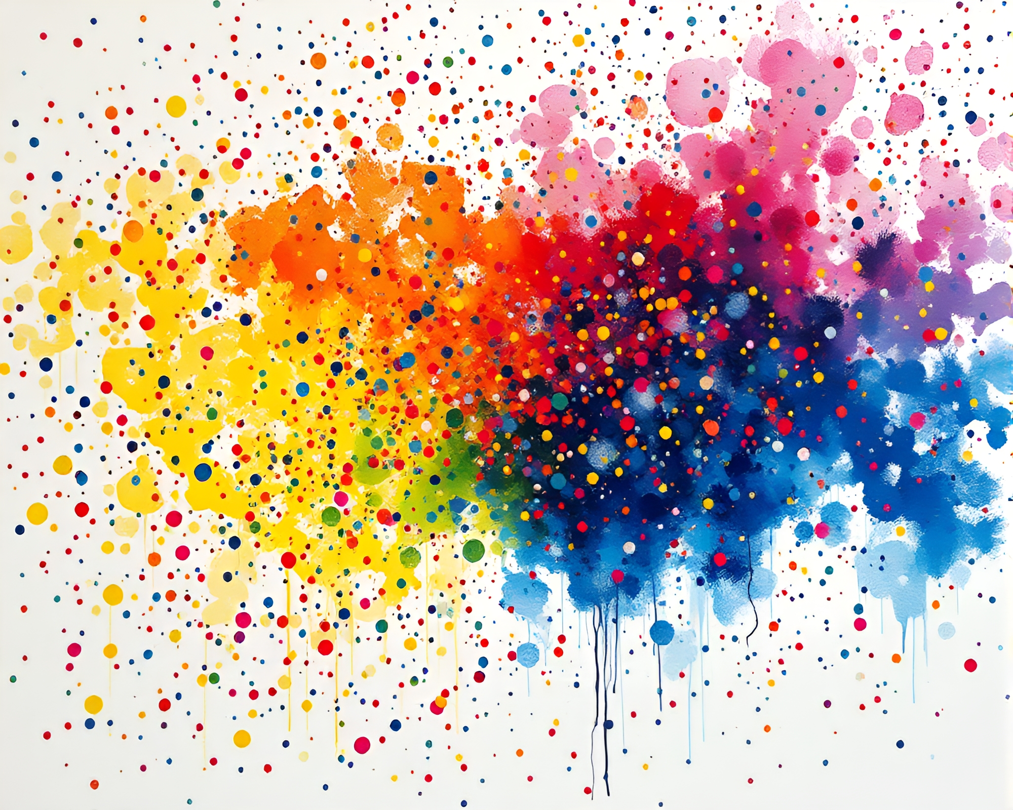 Vibrant Confetti Burst: Minimalist Screen Print Oil Painting – free AI stock image