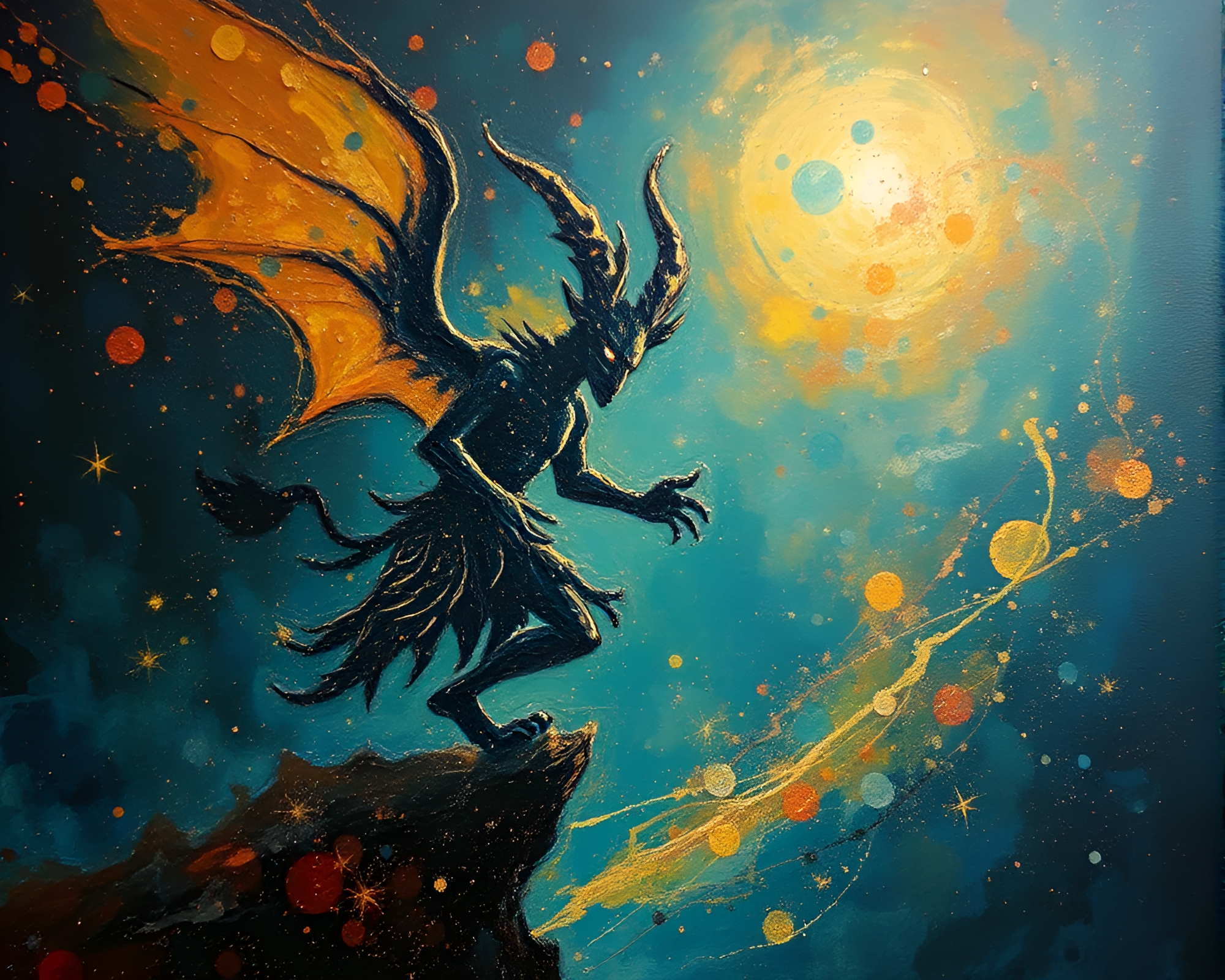 Ethereal Djinn Revealed in Expressive Cosmic Layers – free AI stock image