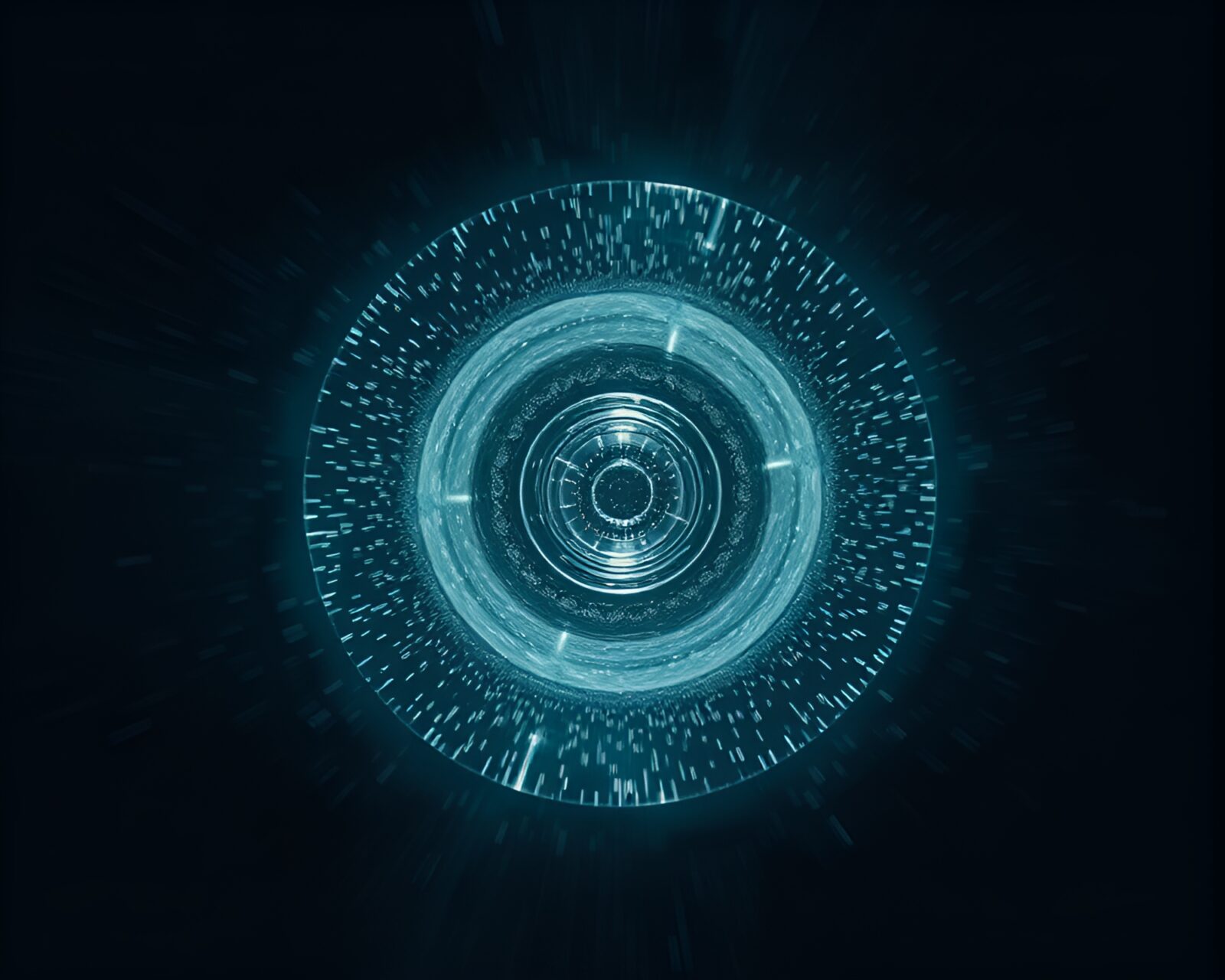 Ethereal wormhole generator device glowing in mysterious low light