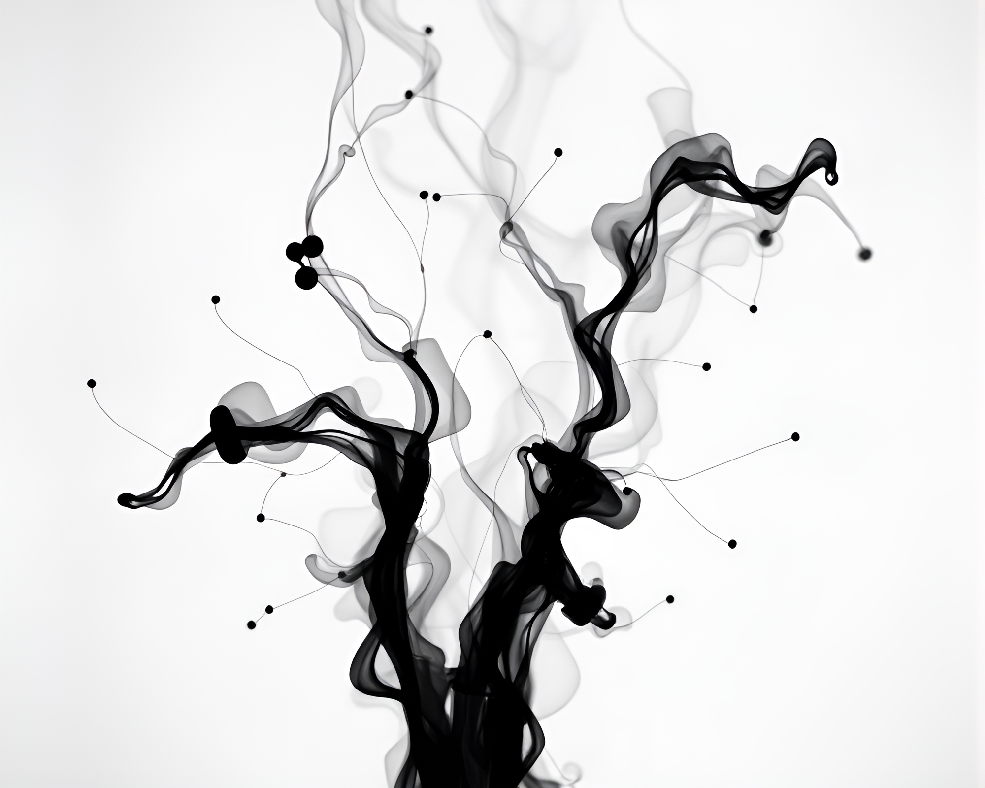 Chromatic Aberration Ink Calligraphy in Surreal Monochrome – free AI stock image