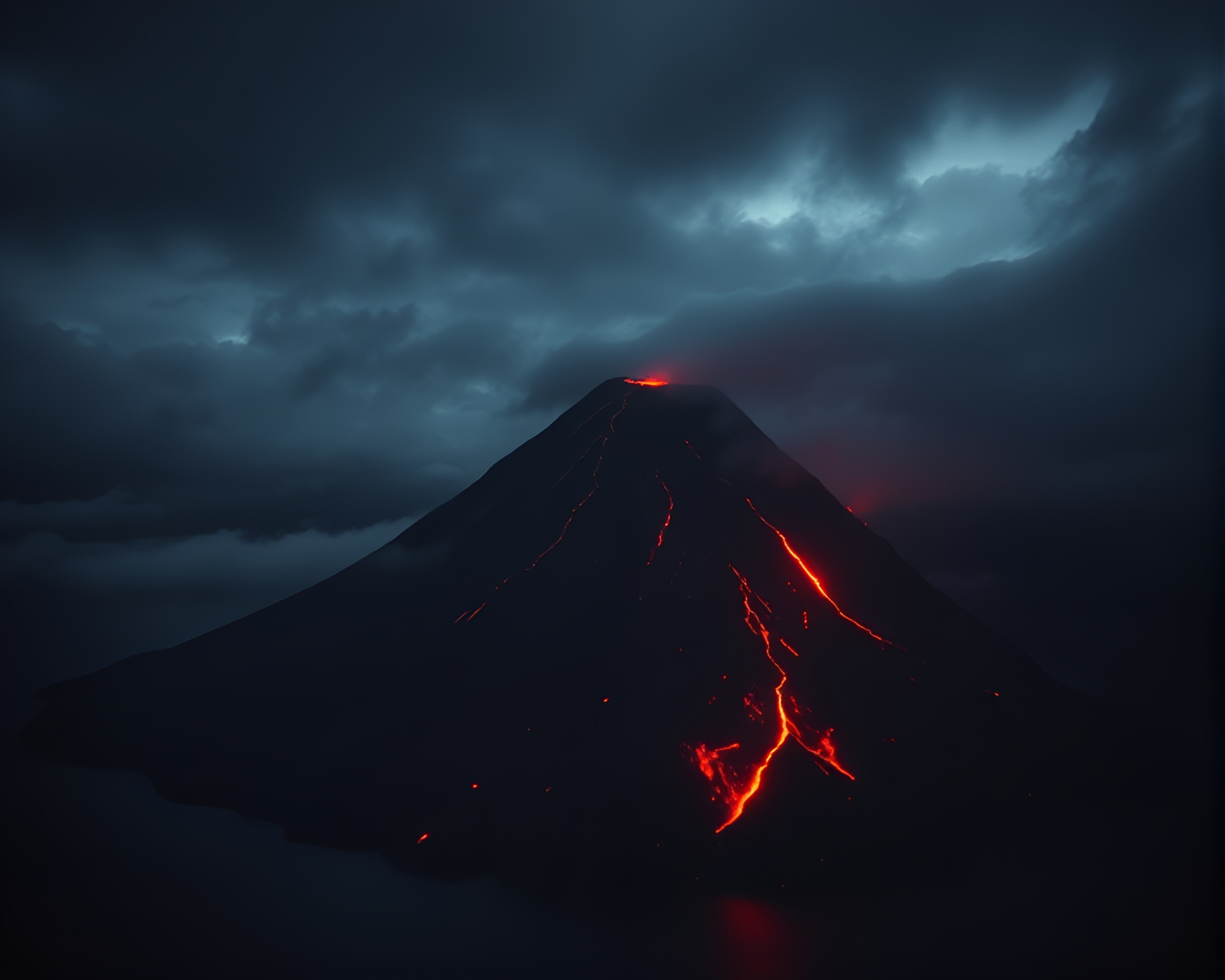 Dramatic Volcanic Island Chiaroscuro Composition – free AI stock image