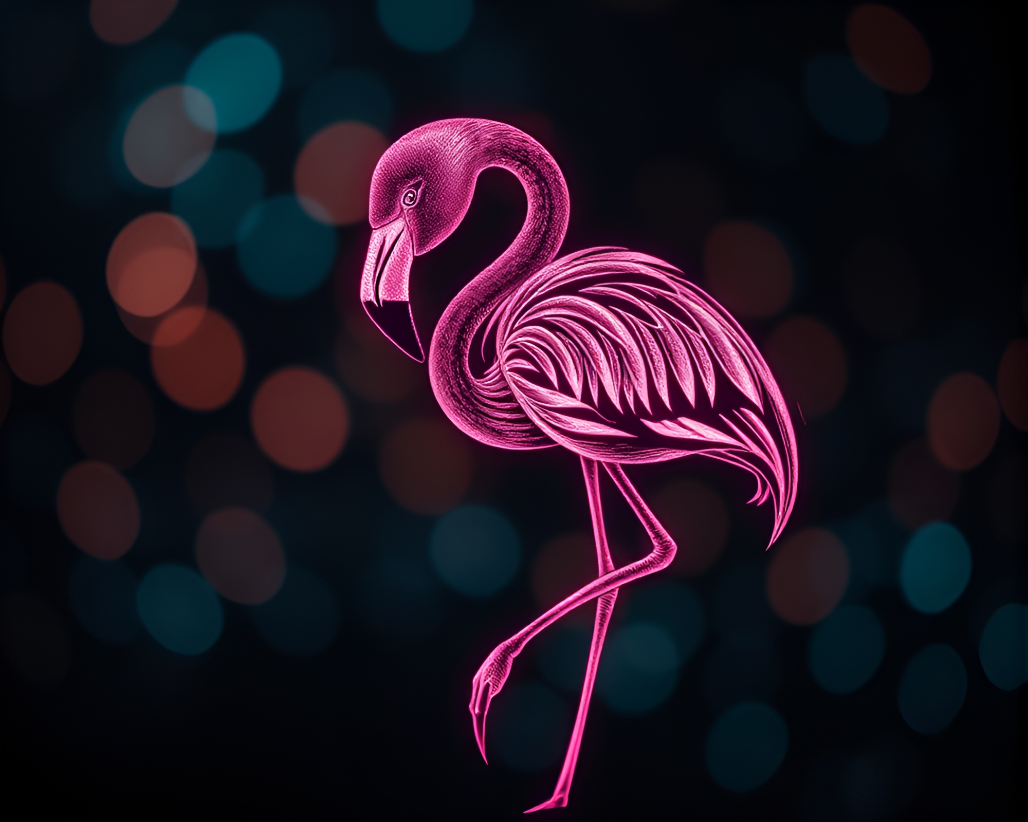Whimsical Flamingo Tattoo Flash Art Composition – free AI stock image