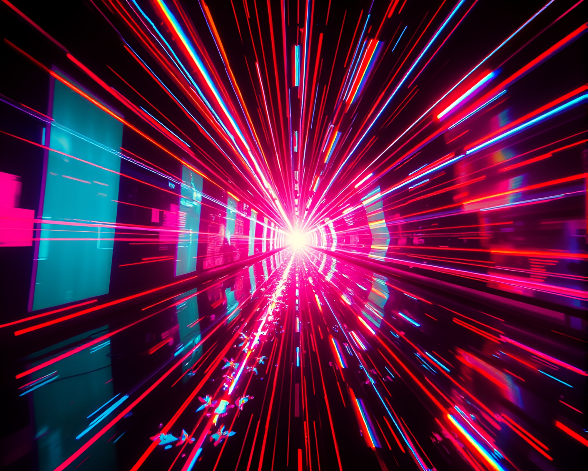 Neon Hydra Mirage: Lens Flare Anaglyph – free AI stock image