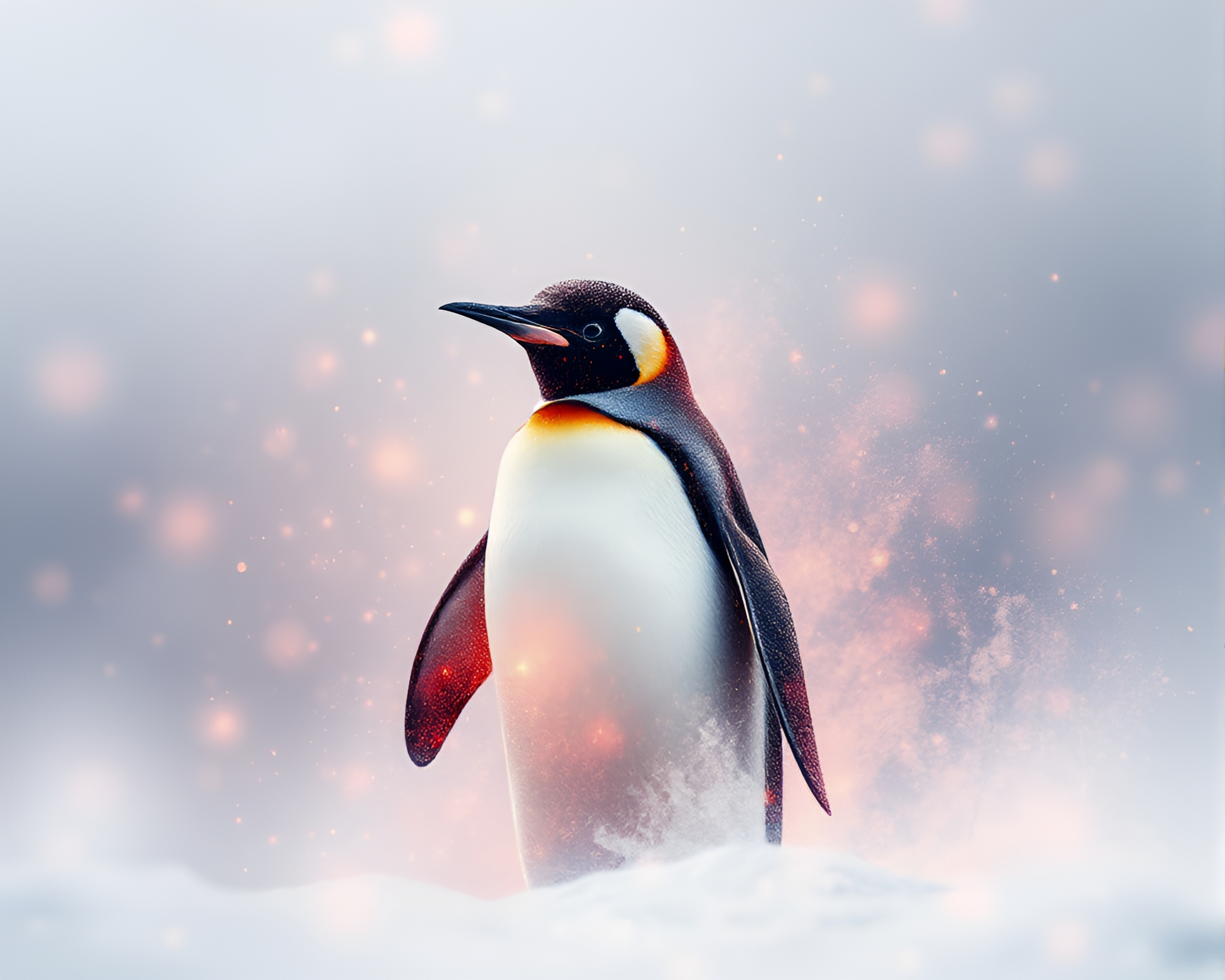 Digital Penguin in Dusty Algorithmic Art – free AI stock image