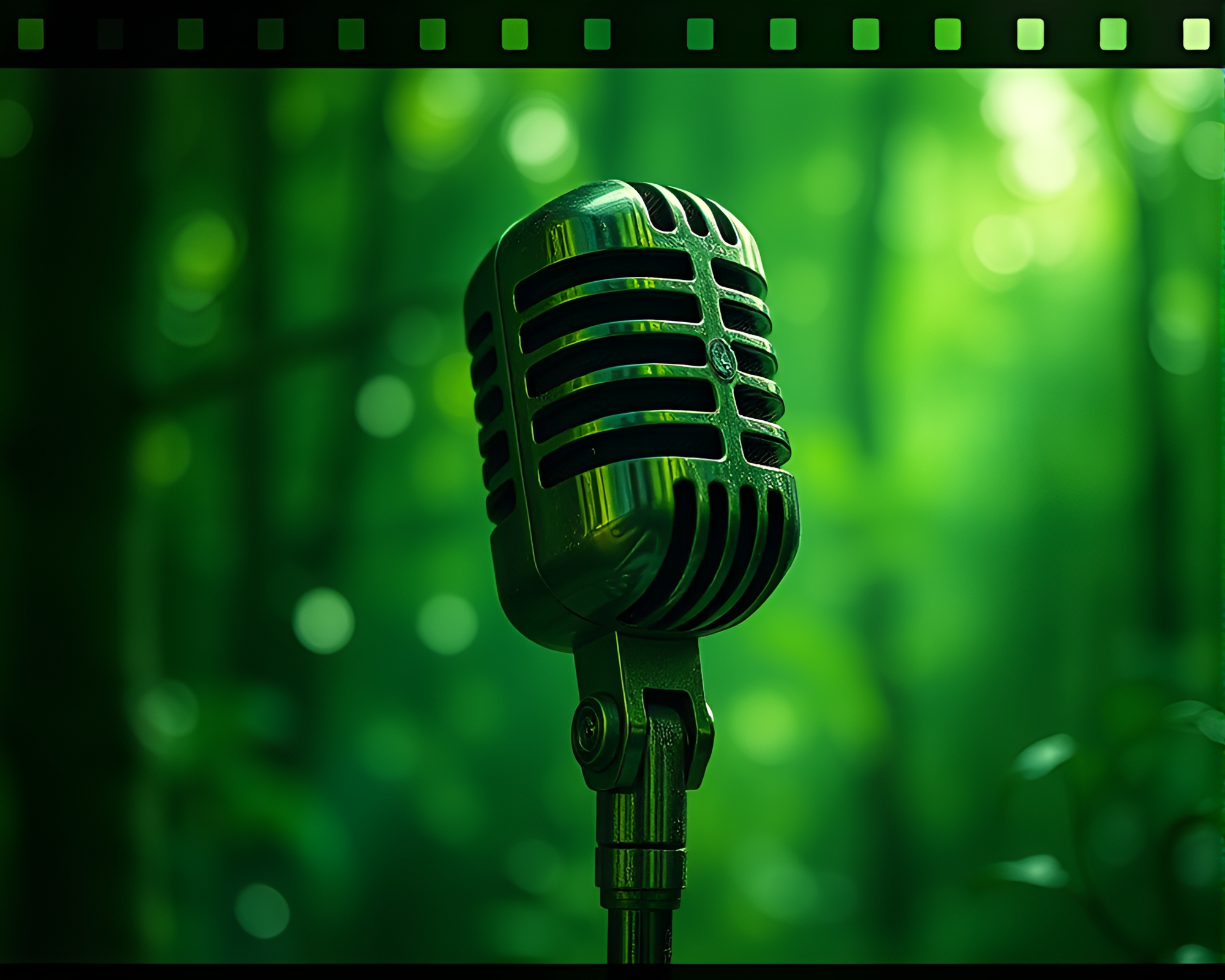 Enchanted Microphone Surrounded by Mildew Spots in Forest – free AI stock image