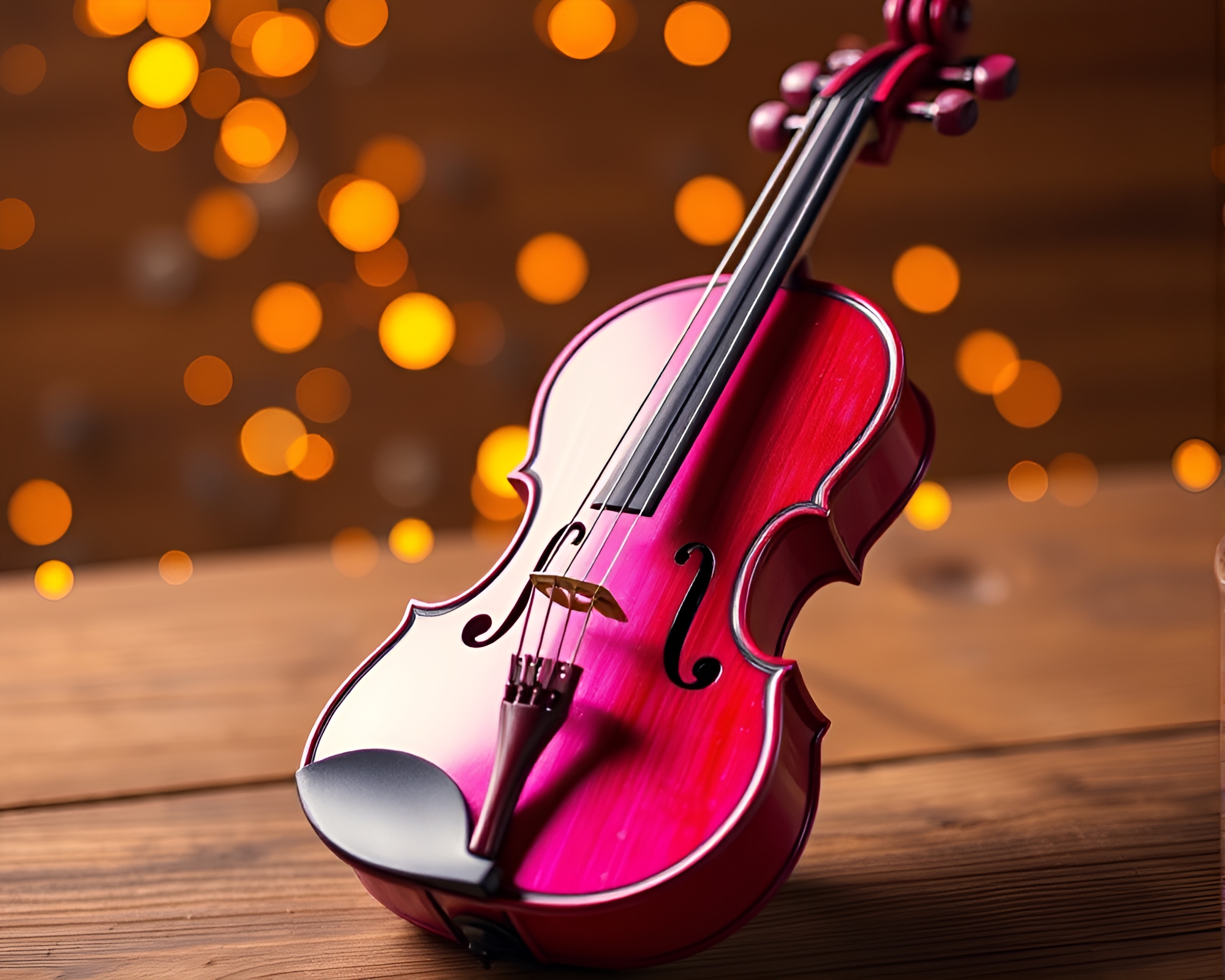 Magenta Punch: Holographic Violin Art – free AI stock image