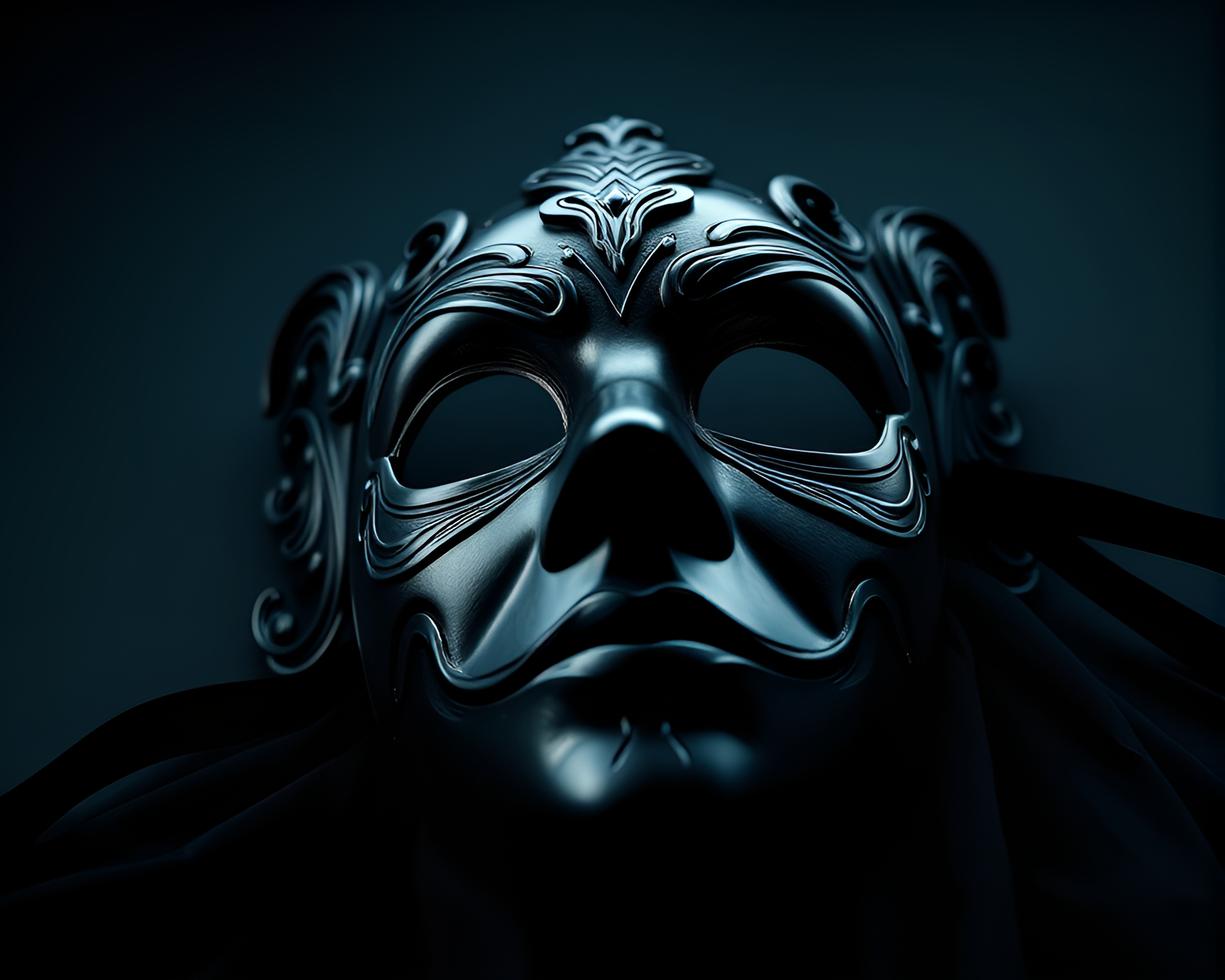 Venetian Mask in Charcoal Black Low-Poly 3D – free AI stock image