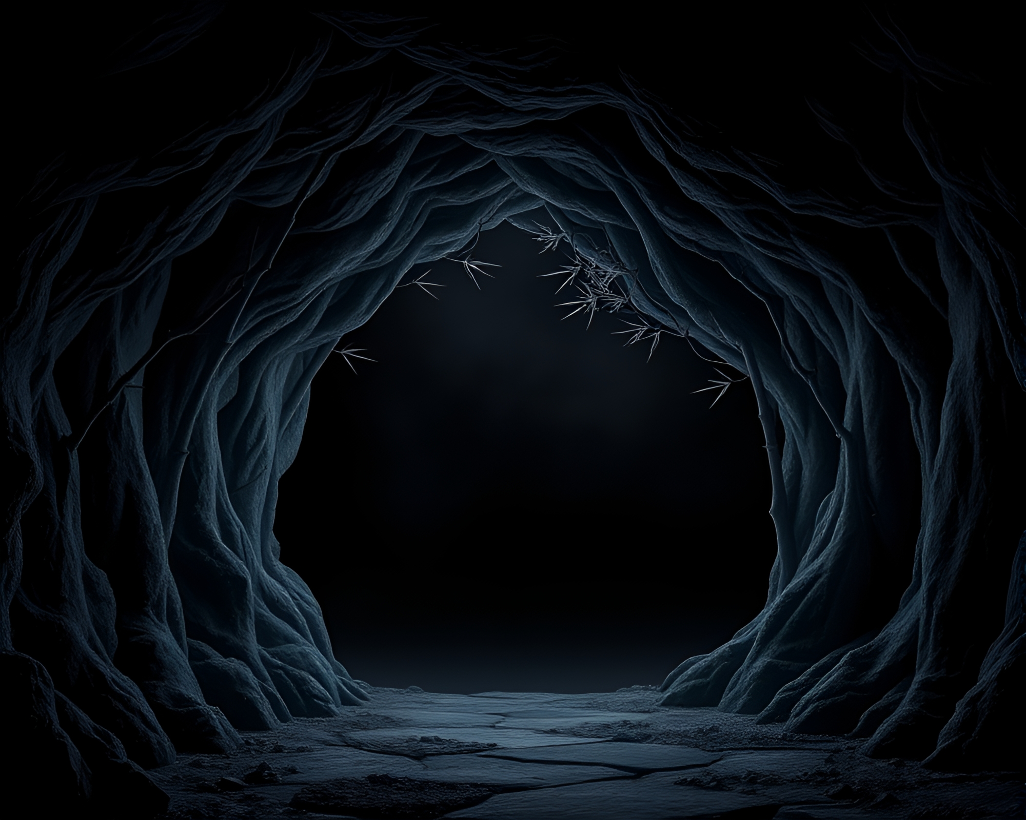 Enigmatic Bamboo Flute Wireframe in Cave Chalk Artwork – free AI stock image
