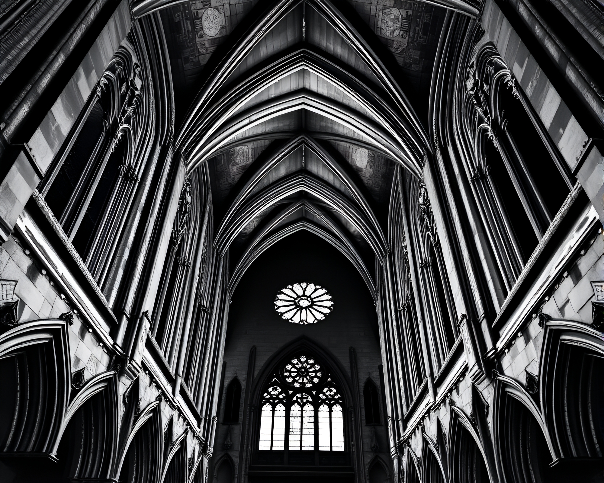 Gothic Cathedral Fibonacci Spiral Film Noir Aesthetic – free AI stock image