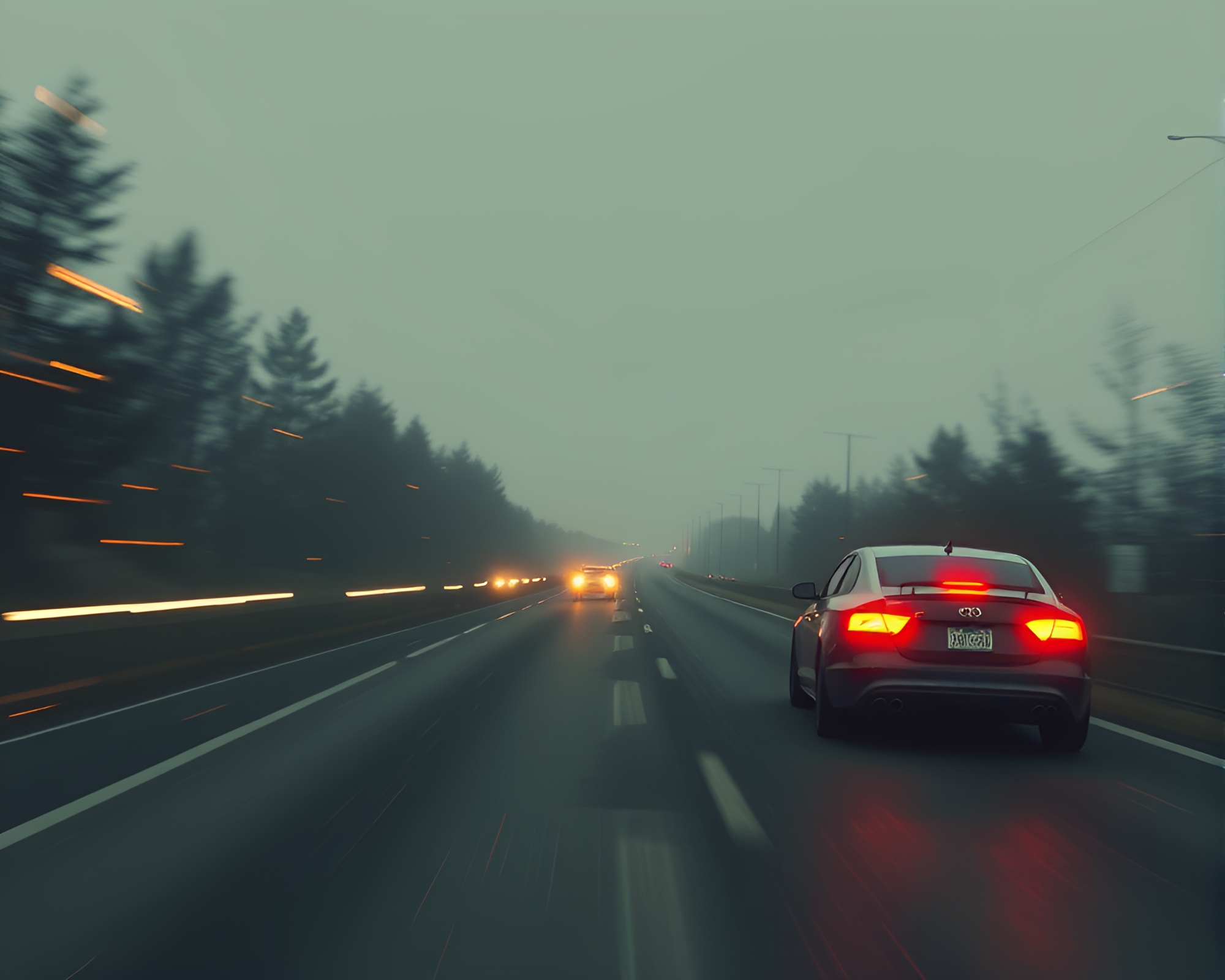 Battle Mech amidst Car Light Trails – free AI stock image