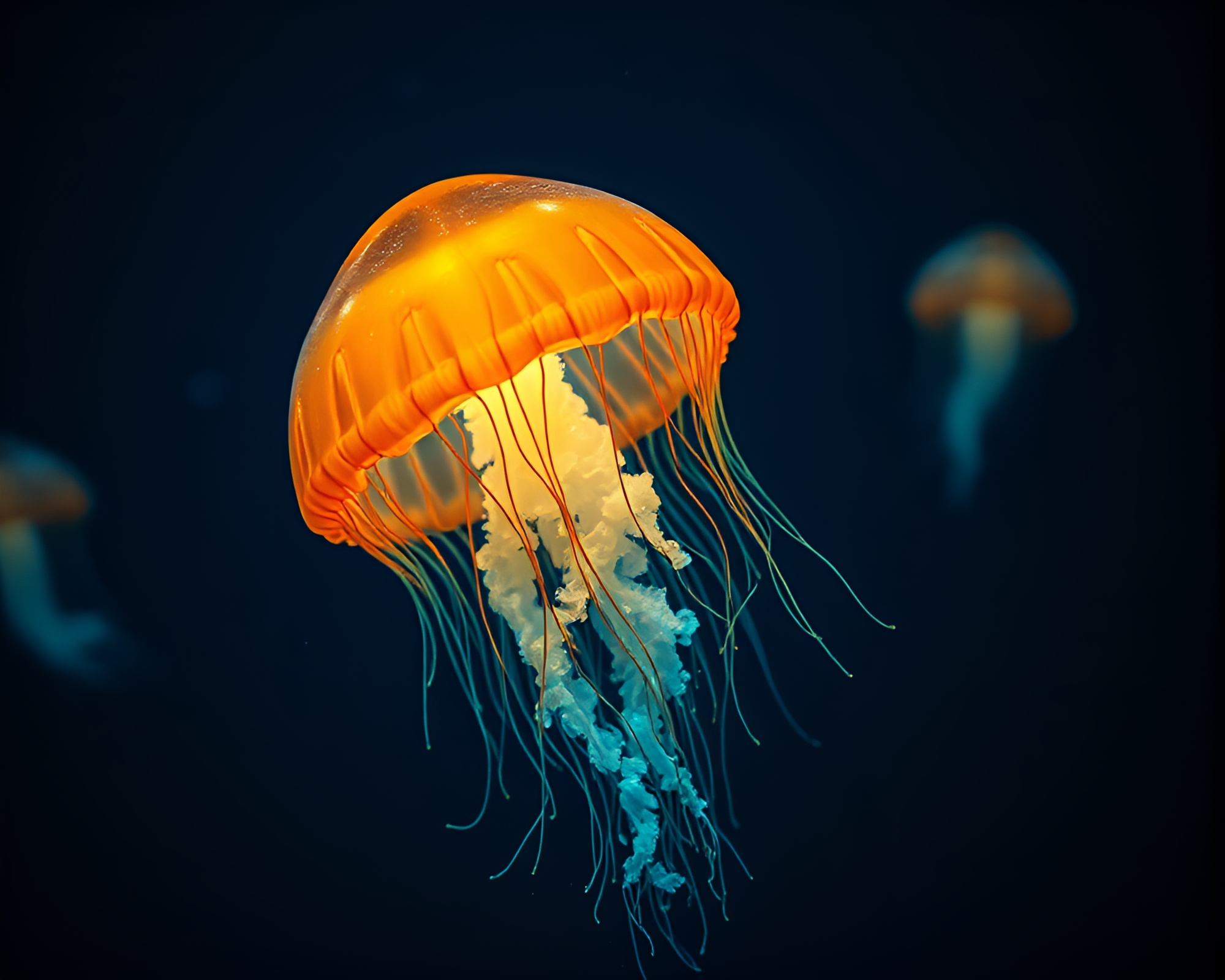 Bioluminescent Jellyfish Film Burn Porchlight Glow – free AI stock image