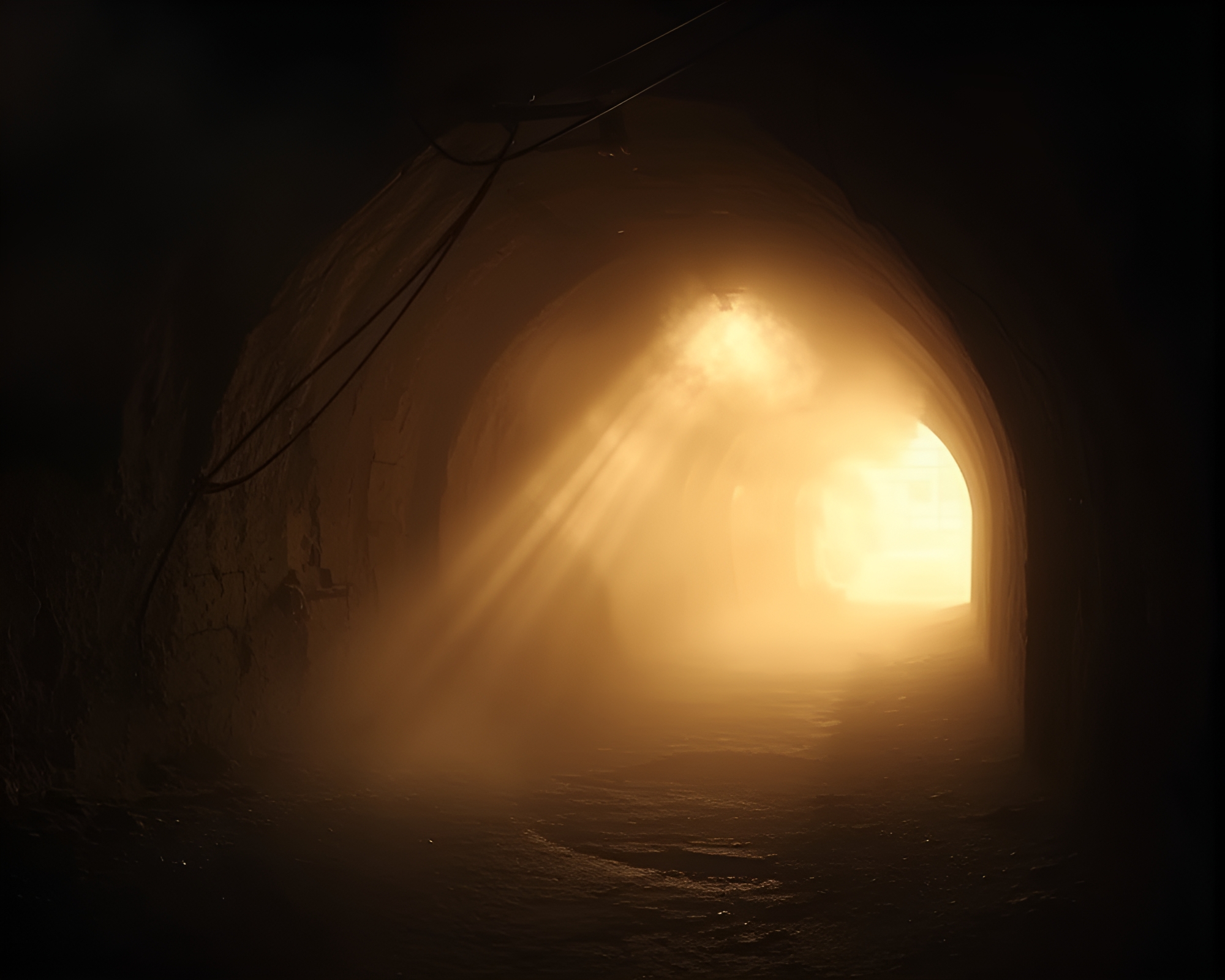 Hazy Underground Bunker with Dust Overlay – free AI stock image
