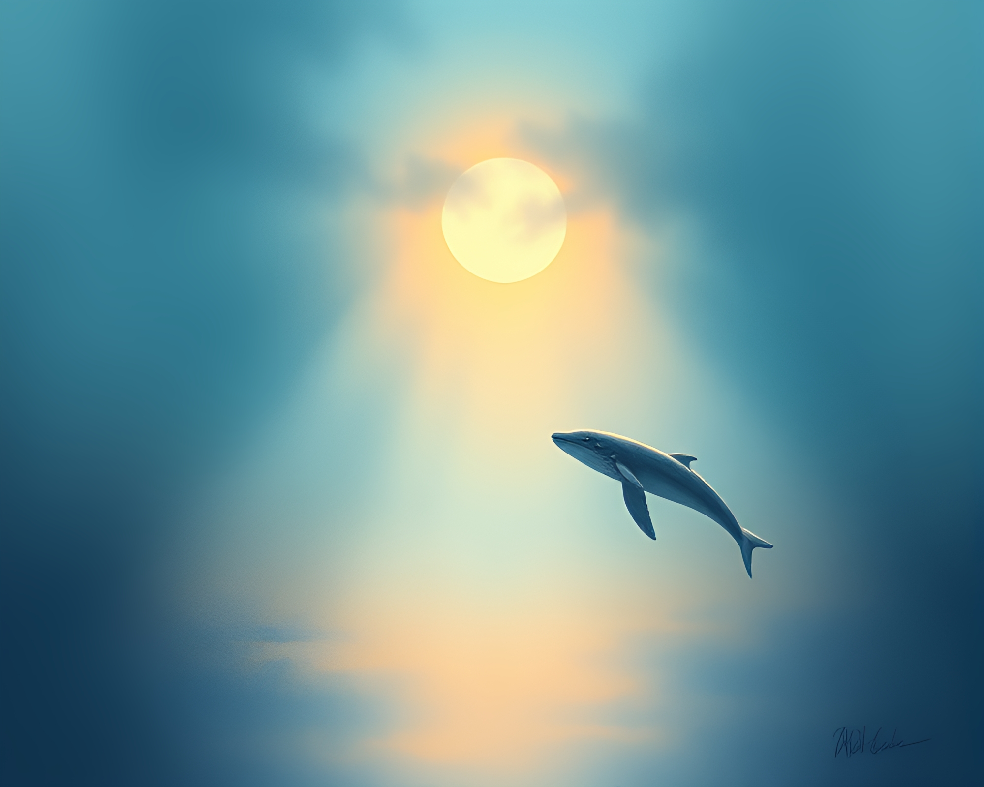 Majestic Whale in Rim Lit Soft Focus – free AI stock image