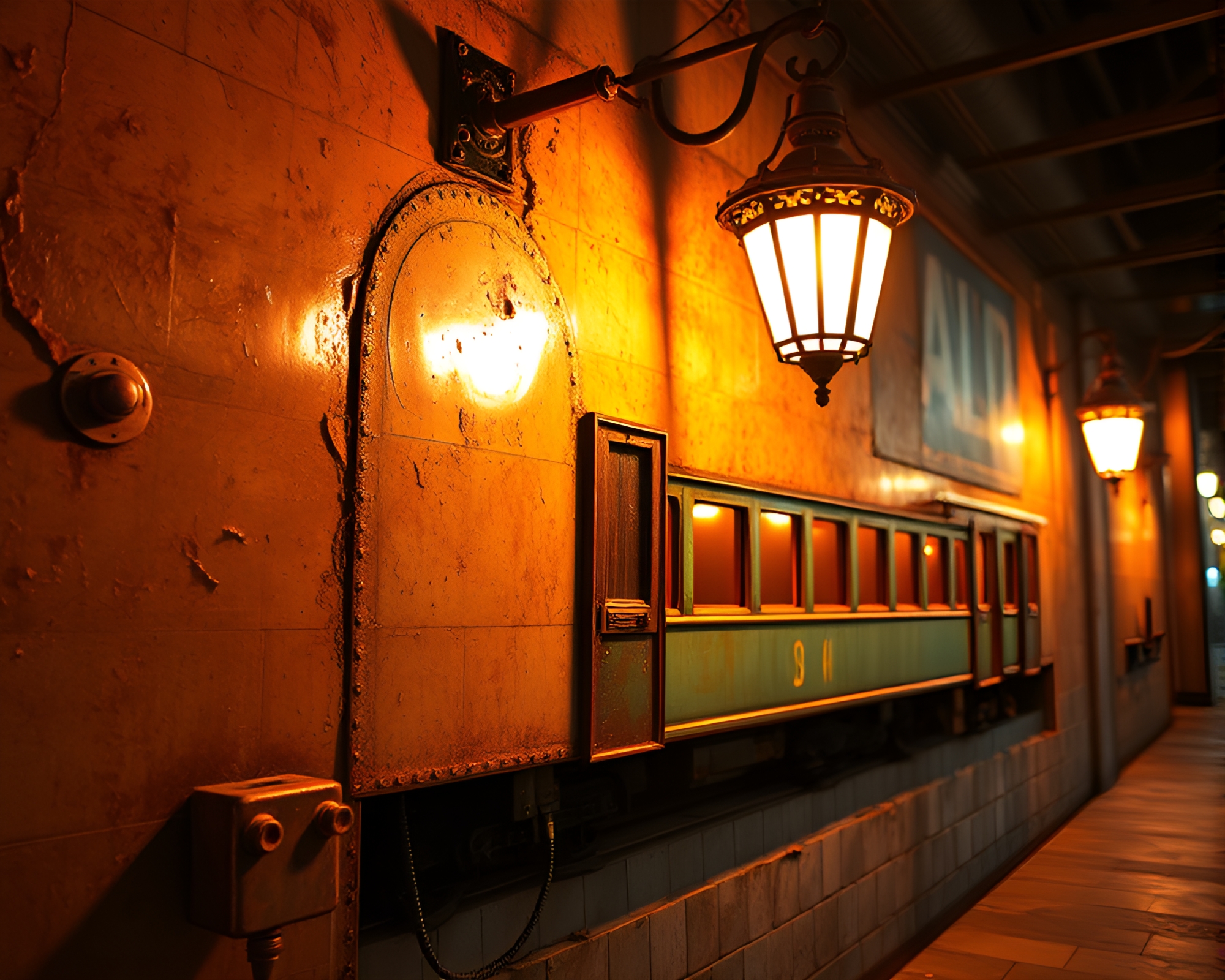 Cybernetic Stagecoach Glowing Under Warm Porchlight – free AI stock image
