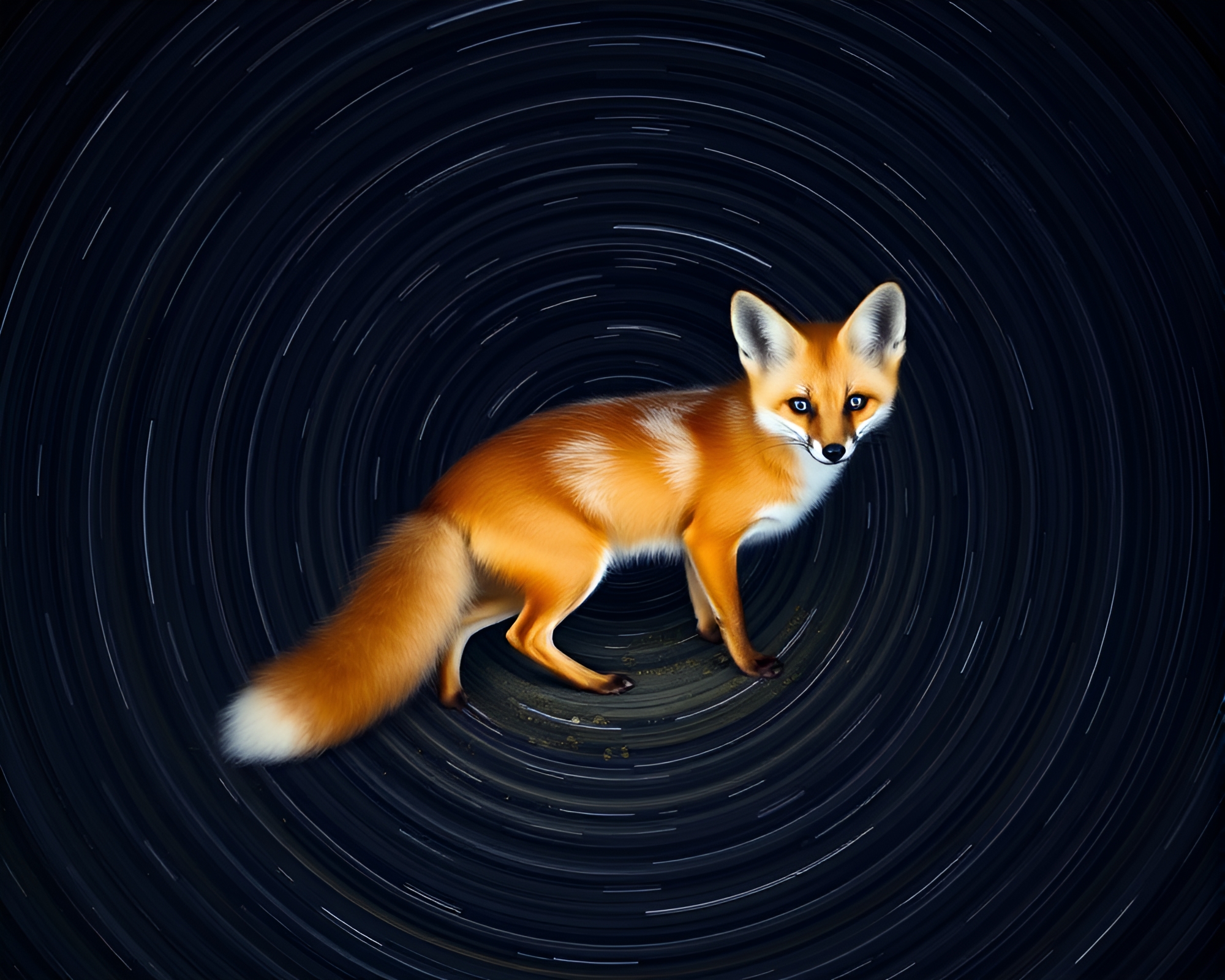 Fennec Fox in Cobalt Blue Concentric Serenity – free AI stock image