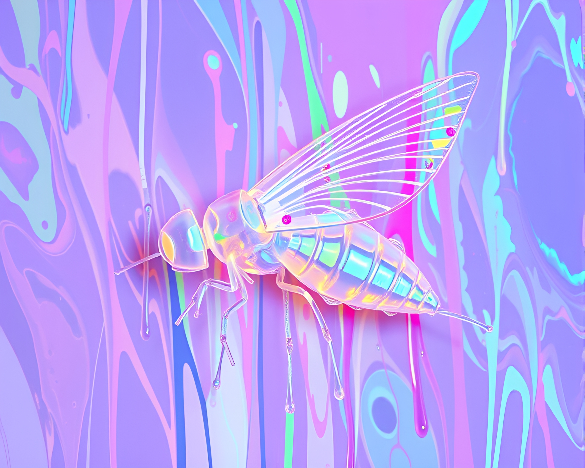Holographic Serpent in Pastel Neon Jungle – free AI stock image