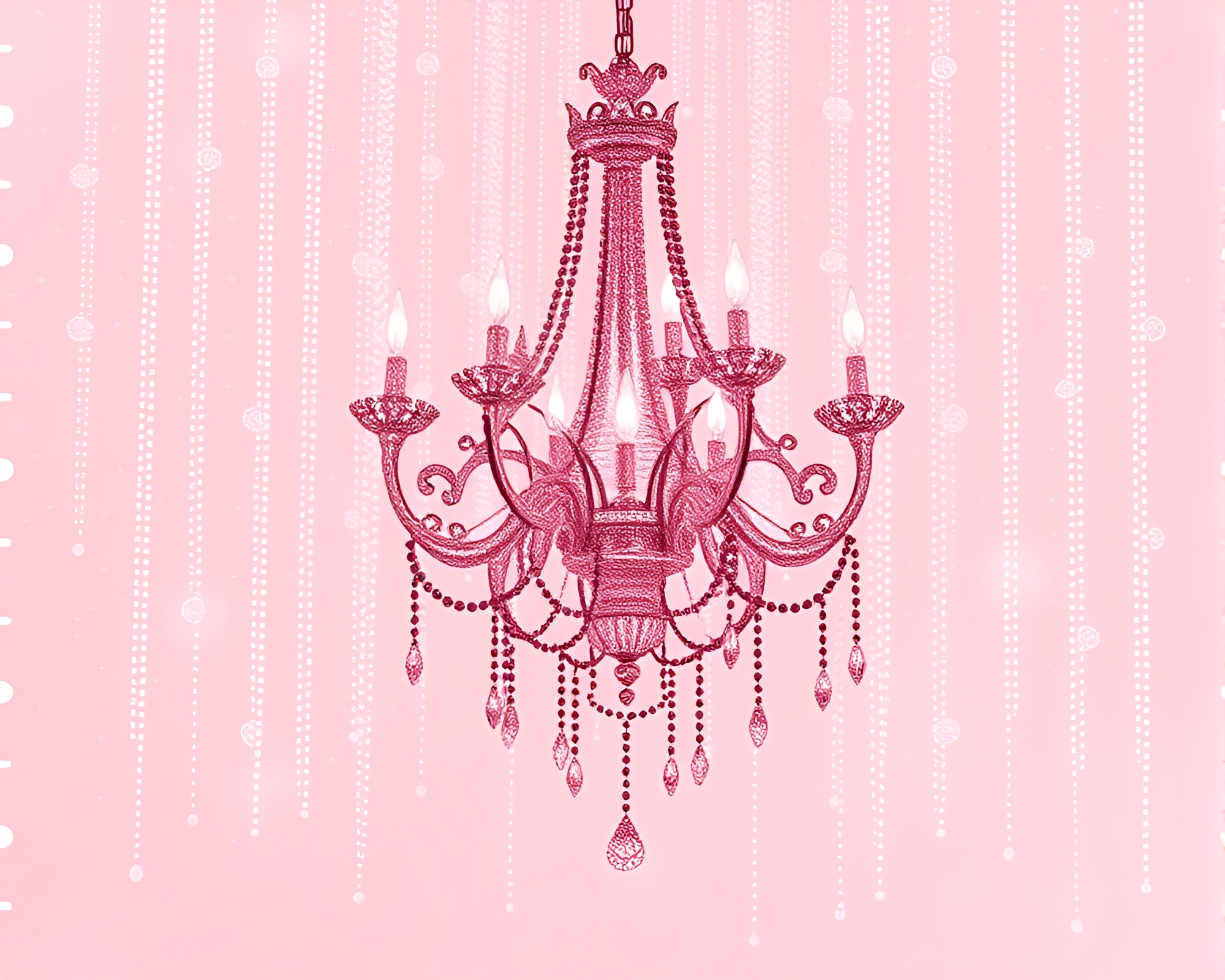 Gothic Chandelier in Fractal Pink Dots Screenprint Art – free AI stock image