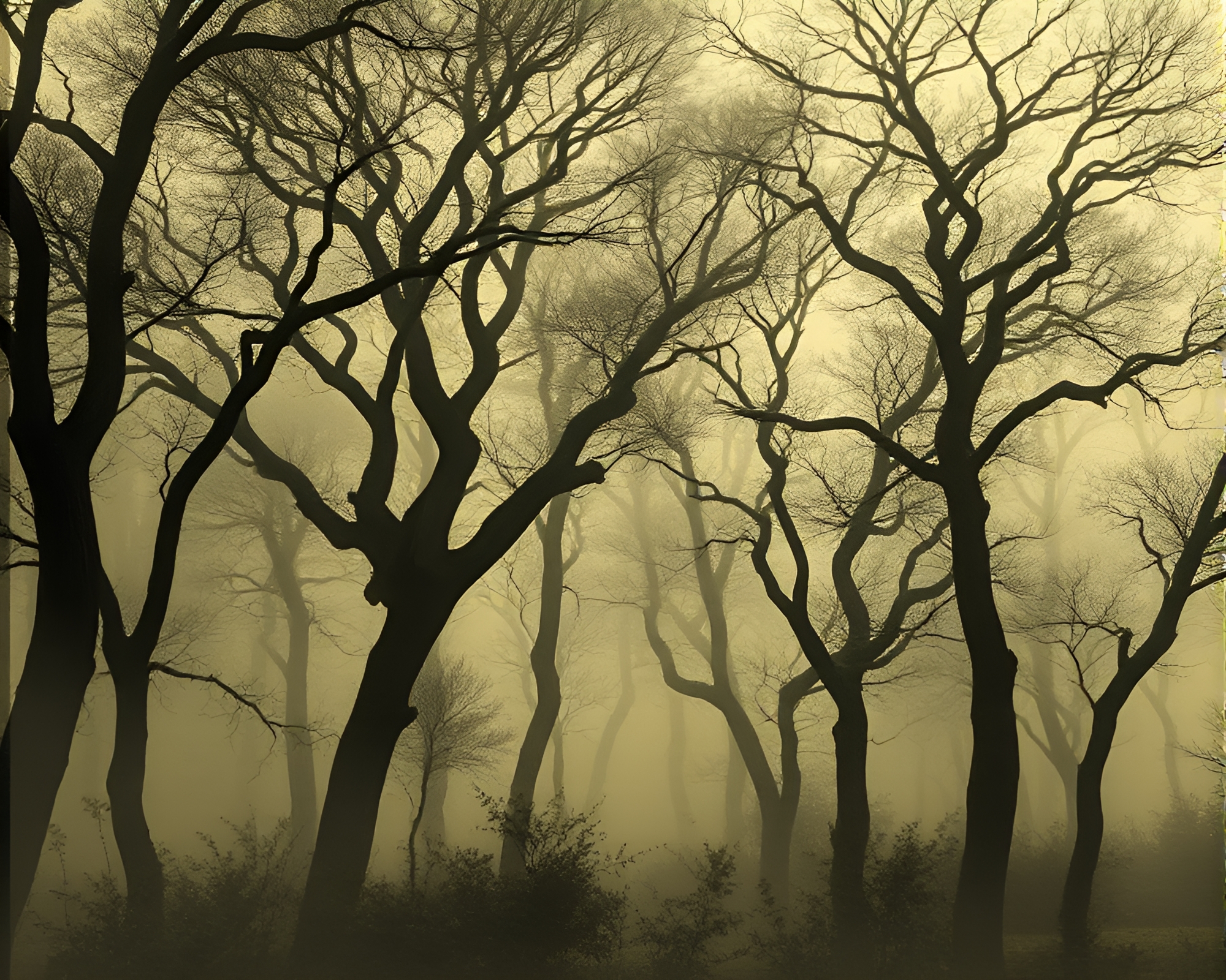 Enchanted Ancient Grove in Blueprint Style Illustration – free AI stock image