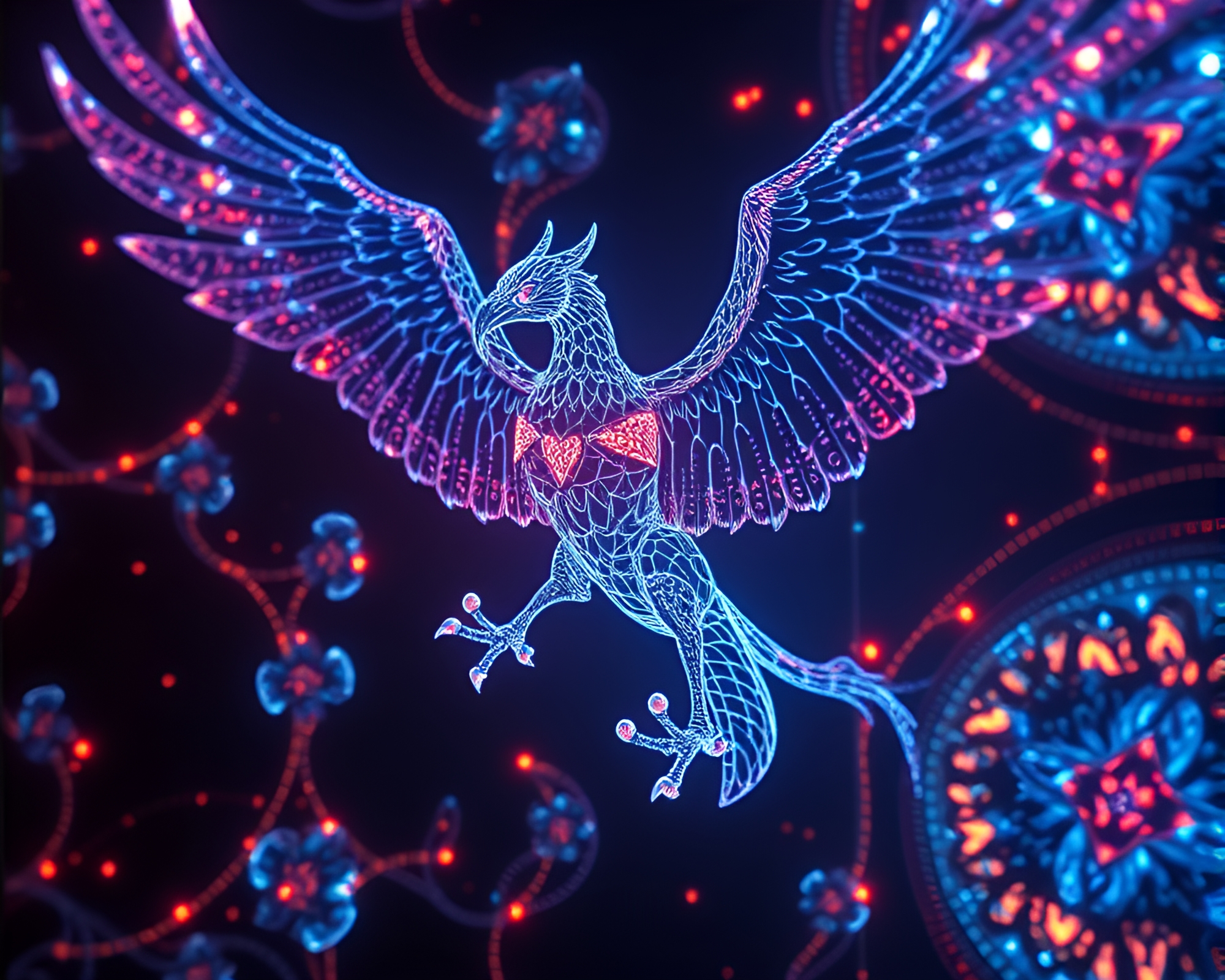 Intricate Gryphon Patterns with CRT Flicker – free AI stock image