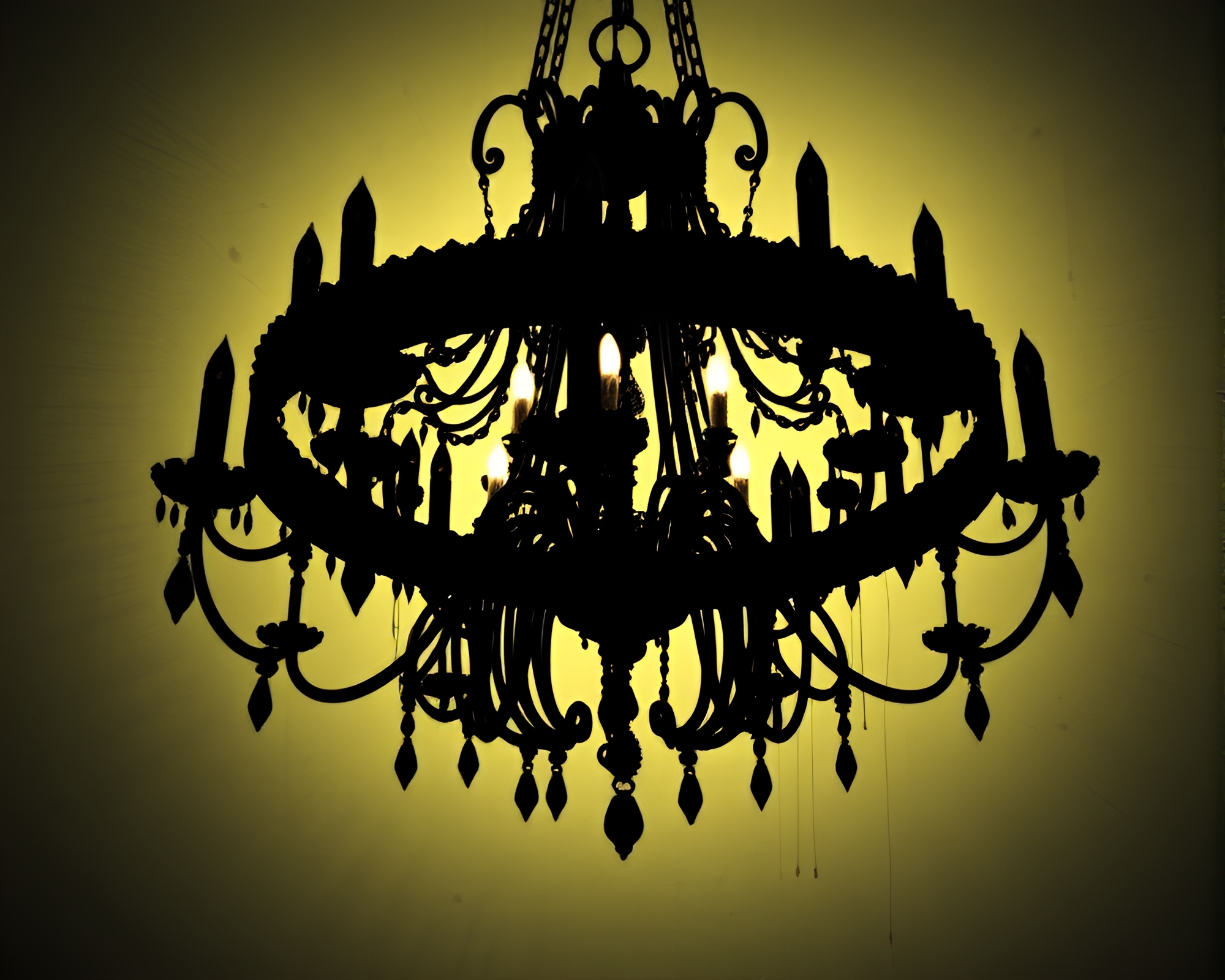 Chandelier Silhouette in Desaturated Splatter Art – free AI stock image