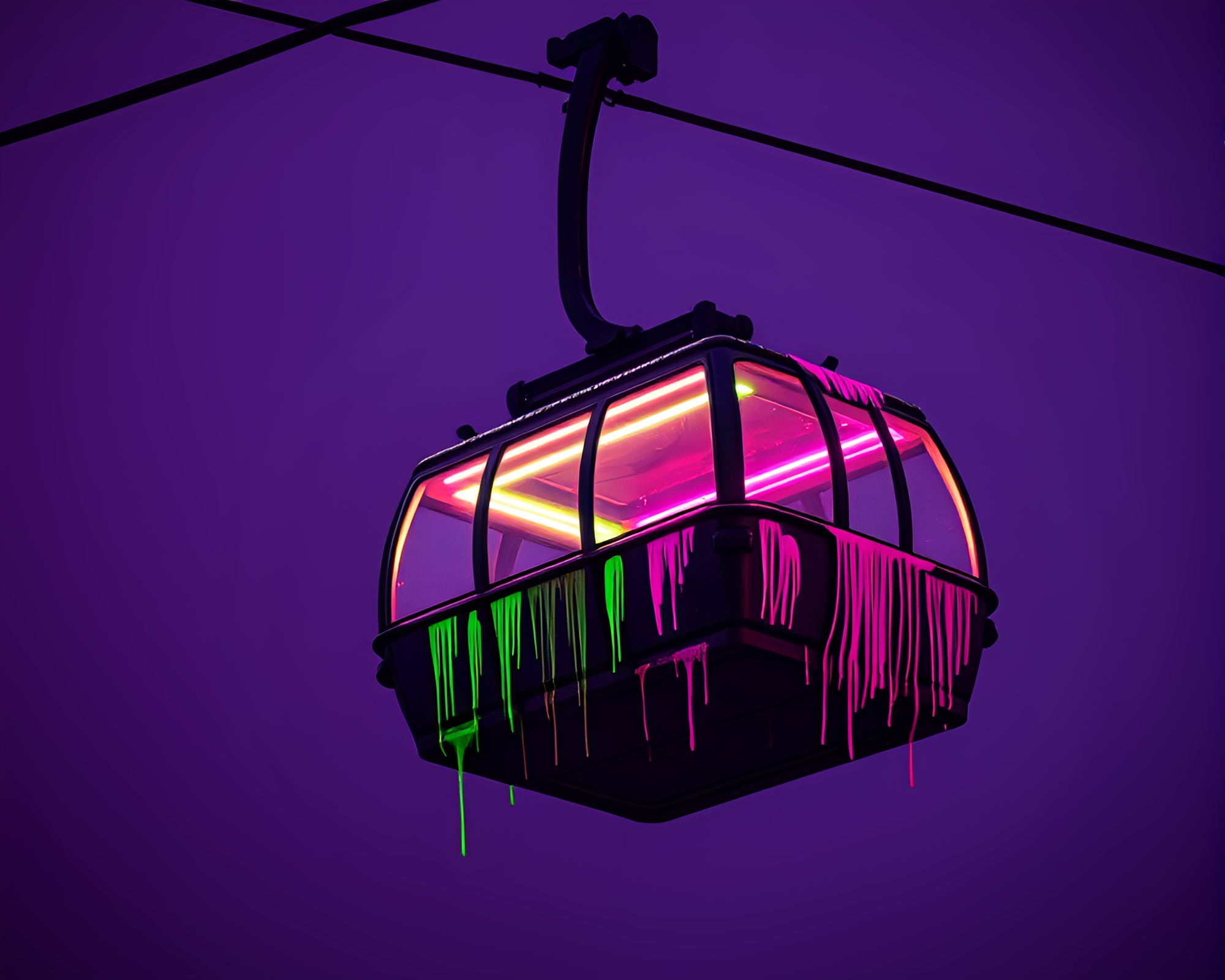 Neon Gondola in Paint Drips Universe – free AI stock image