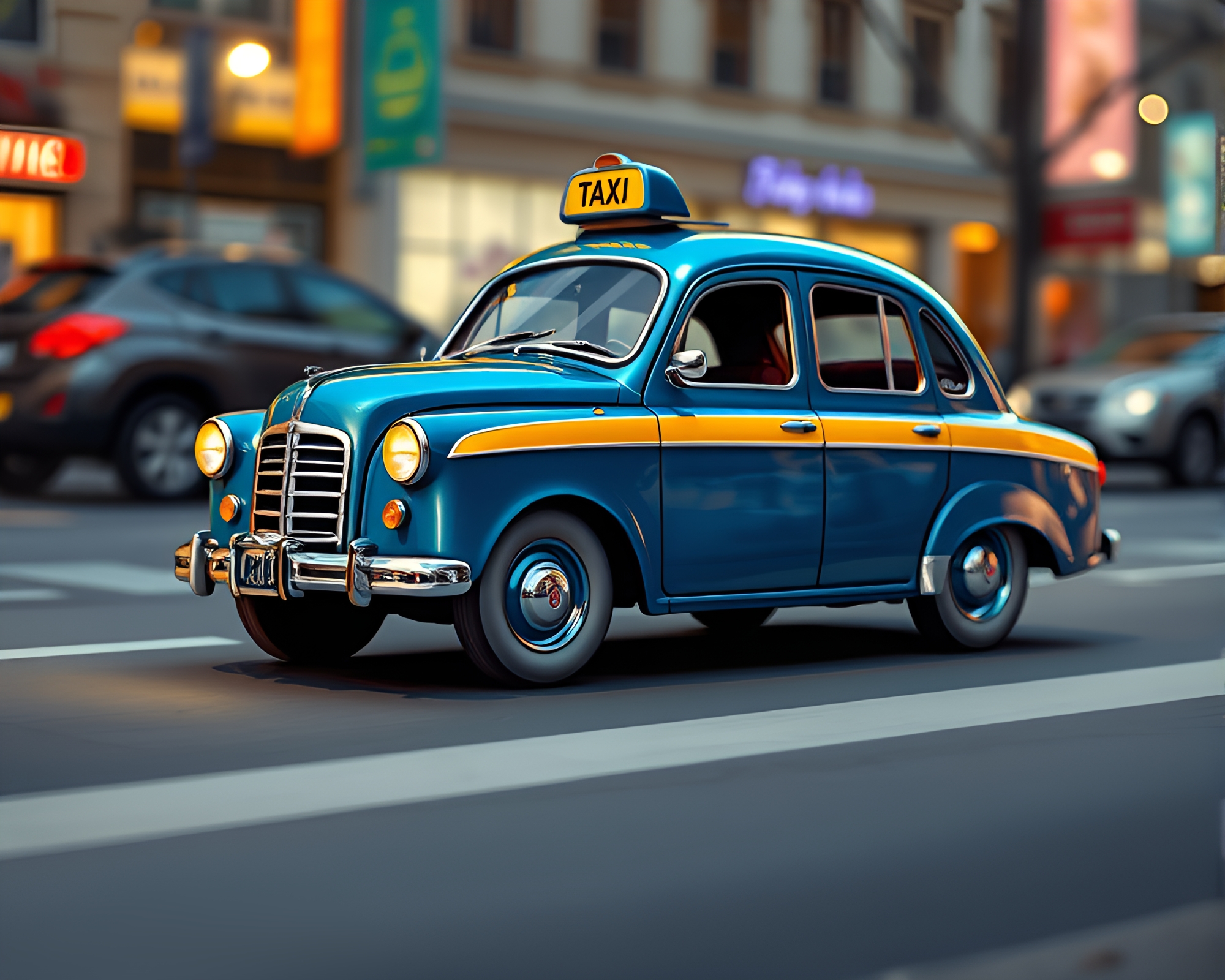Taxi Armadillo in Steel-Blue Cartoon Style – free AI stock image