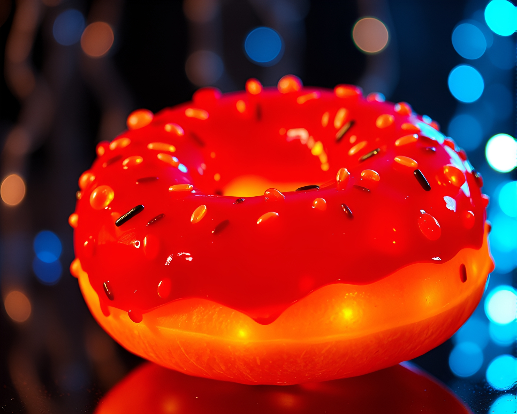 Jelly-Filled Doughnut Disco Ball Beadwork Composition – free AI stock image