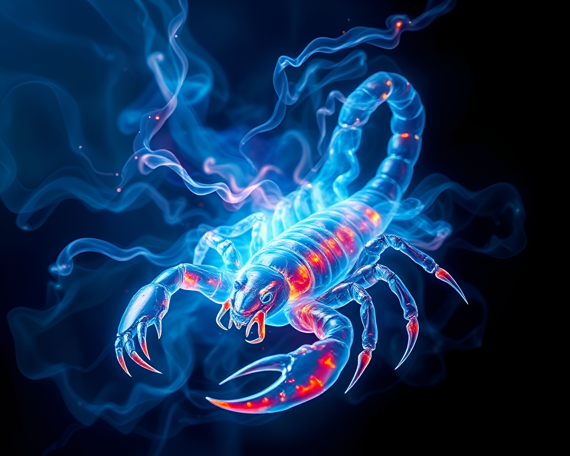 Vibrant Scorpion Op Art in Topaz Steam Vapor – free AI stock image