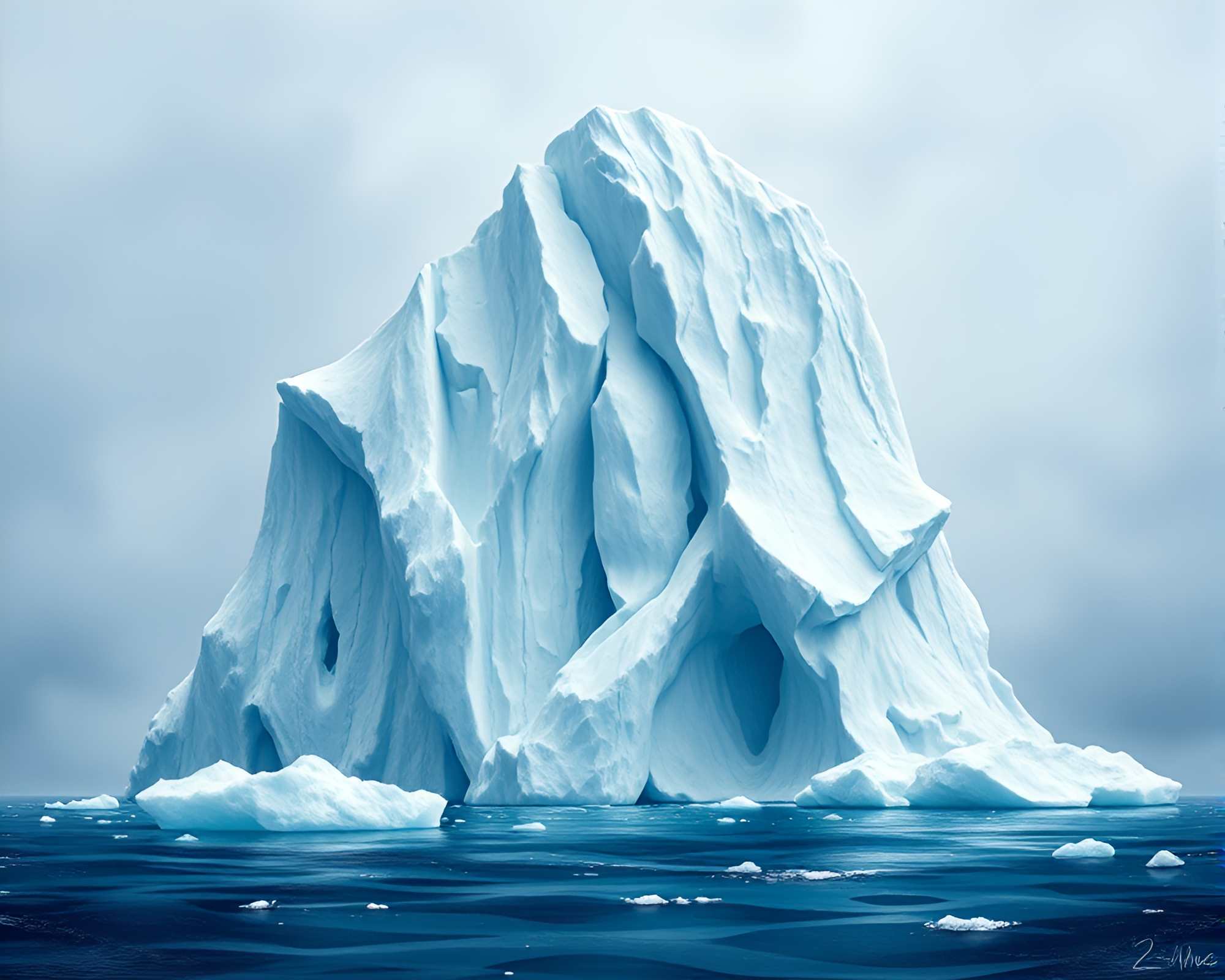 Arctic Iceberg Exploration in Children’s Book Style – free AI stock image