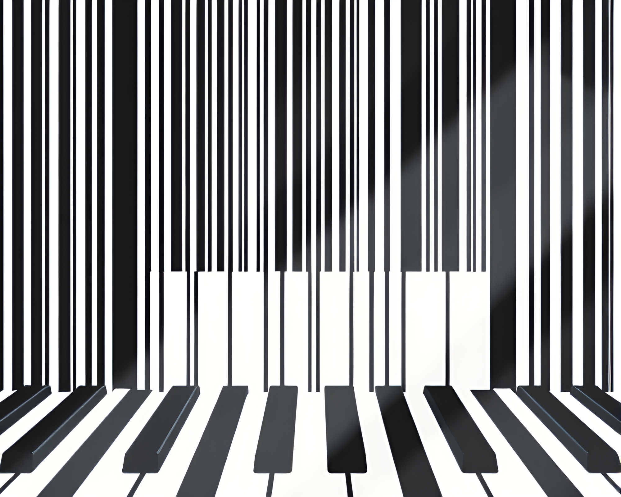 Piano Keys Mirage in Barcode Fog – free AI stock image