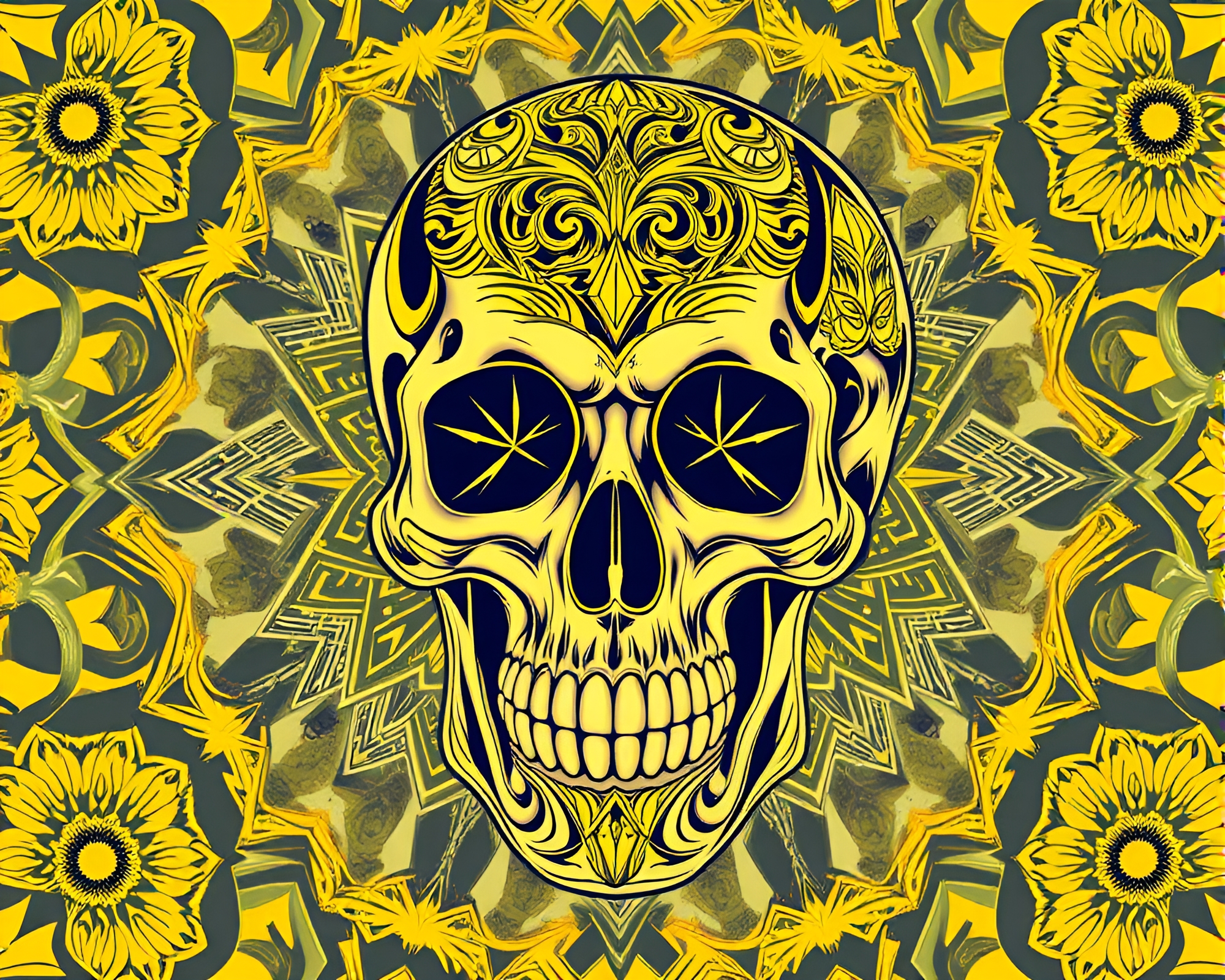 Crystal Skull Mirage in Golden Savannah Geometrics – free AI stock image