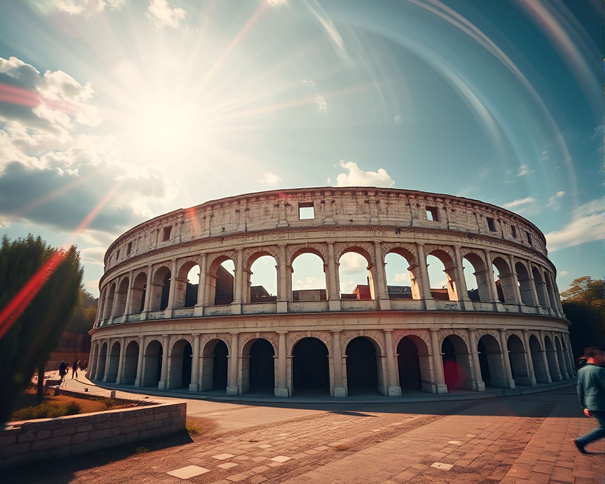 Distorted Swirling Starburst Coliseum in AI Style – free AI stock image