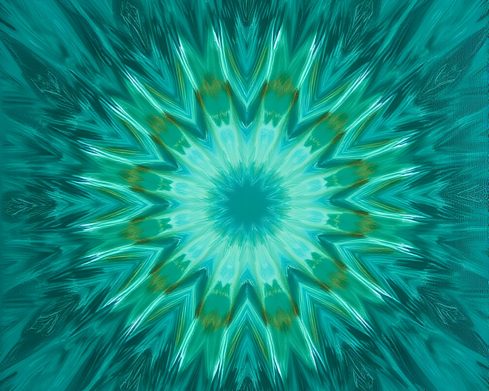 Turquoise Oil Painting with Radial Symmetry – free AI stock image