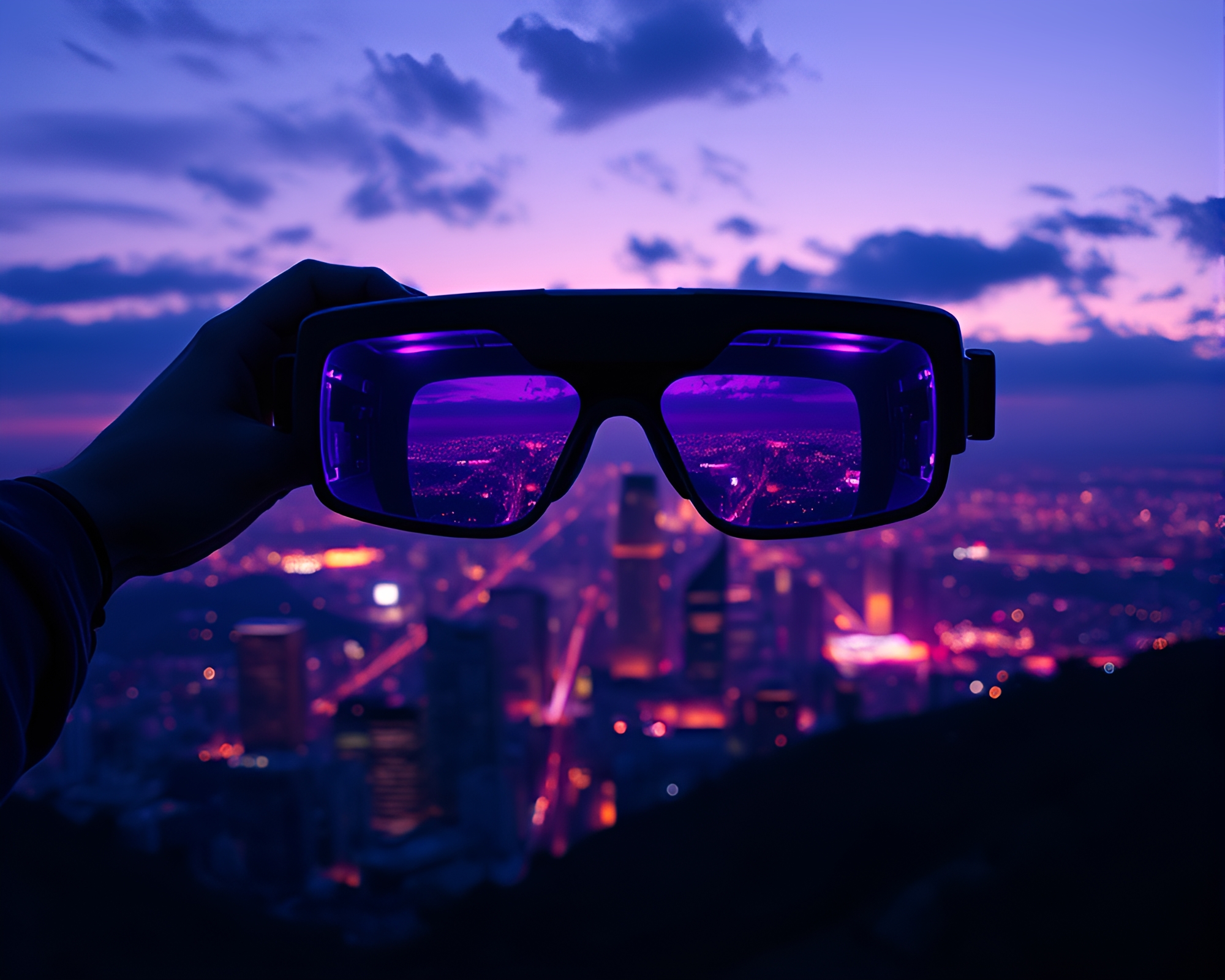 Twilight Panoramic Augmented Reality Action Painting – free AI stock image