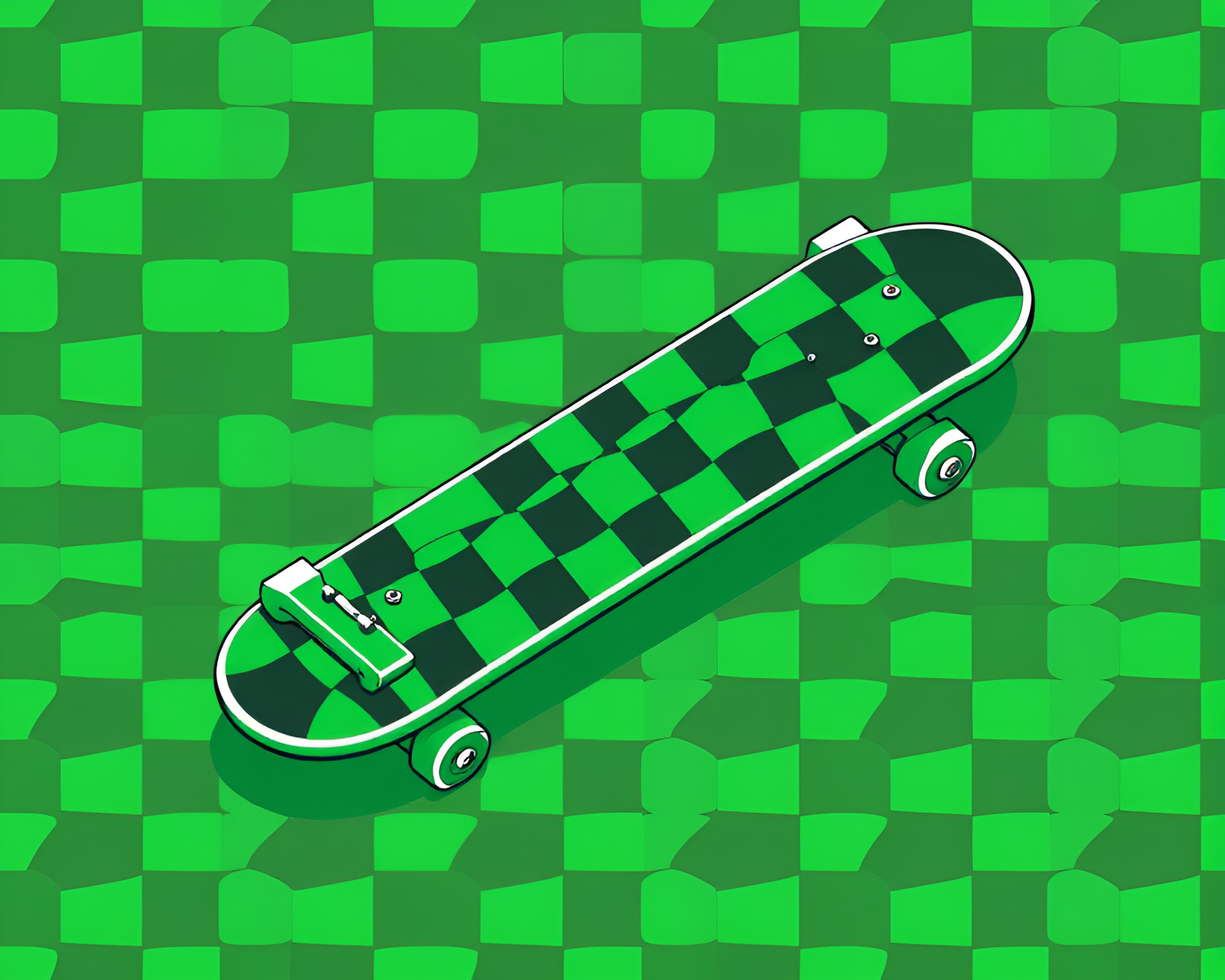 Isometric Skateboard Park Checkered Pattern Monochrome Green – free AI stock image