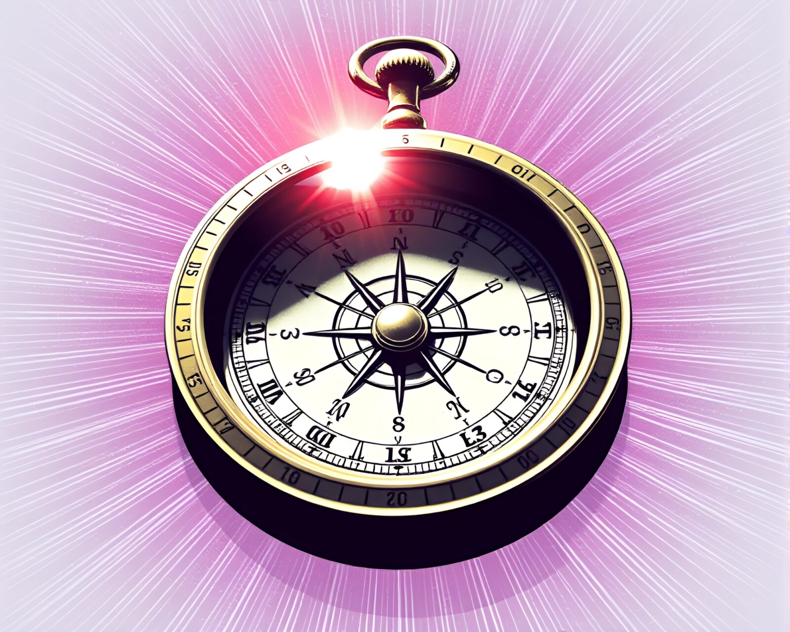 Illustration of a holographic pocket sundial with spotlight effect
