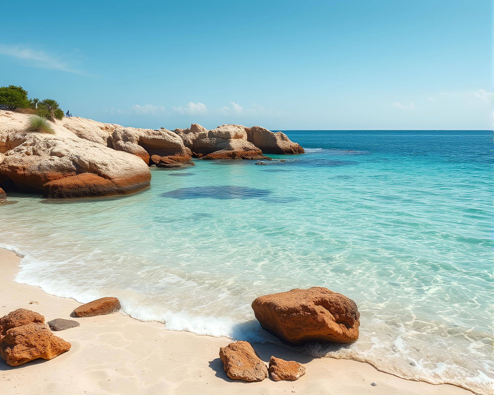 Pixelated Summer Beach Bliss in Crystalline Clarity – free AI stock image